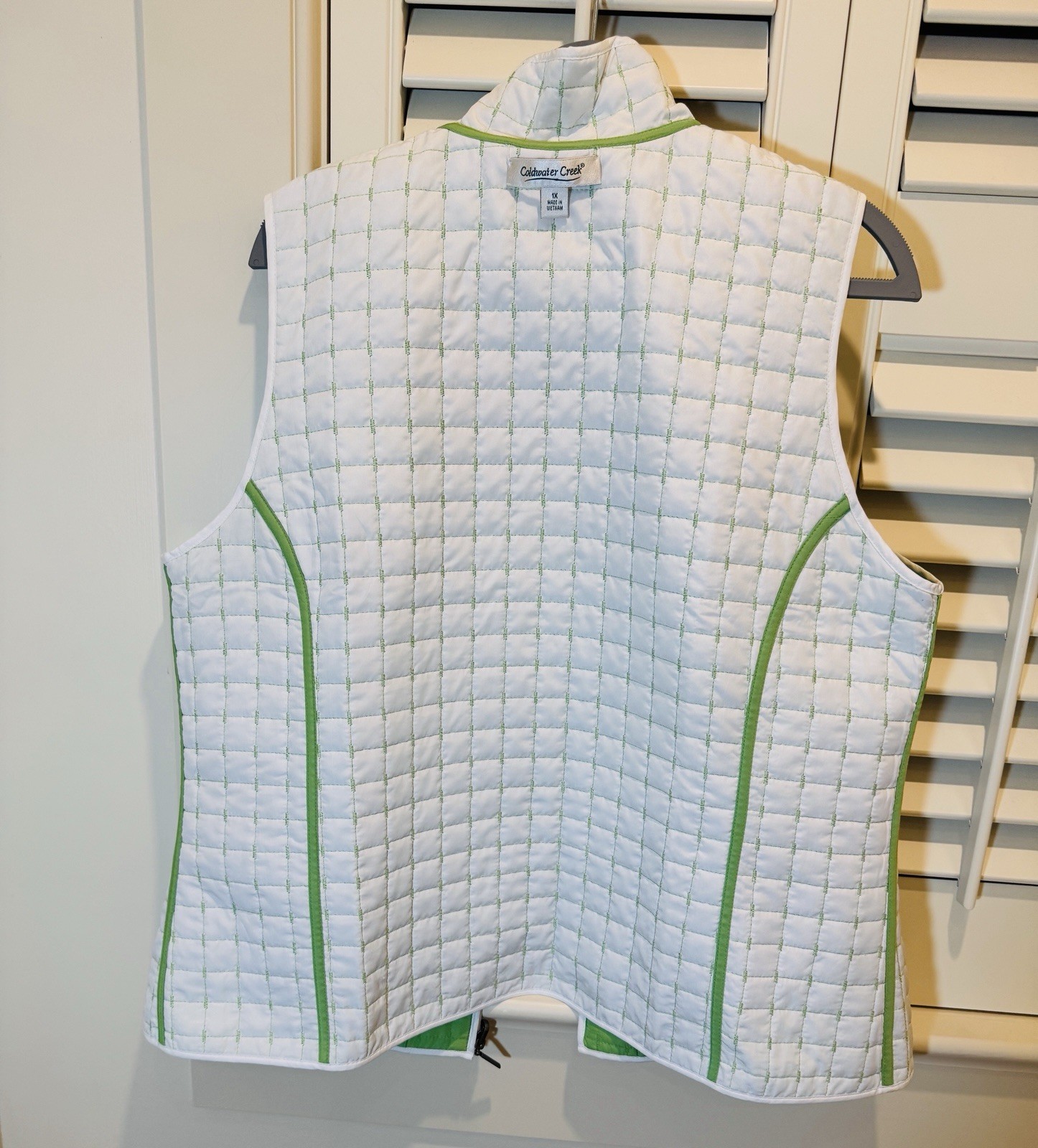 Coldwater Creek Reversible Quilted Vest Women Size 1X Green White