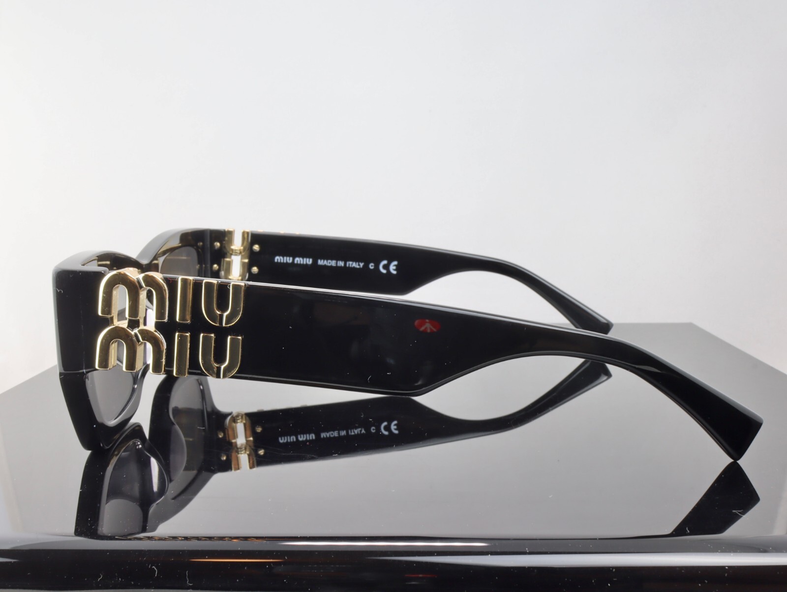 Miu Miu Glimpse SMU09W Black / Grey Lens Rectangle Oversized Sunglasses 100% UV