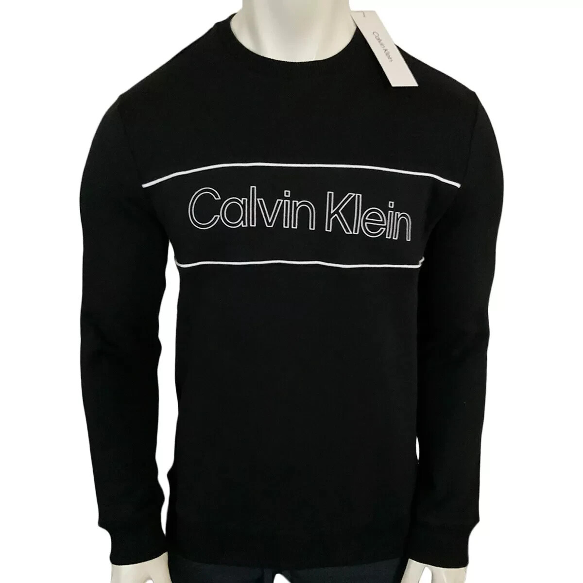 MSRP $65.99 NWT CALVIN KLEIN MEN’S BLACK CREW NECK LONG SLEEVE SWEATSHIRT SIZE L