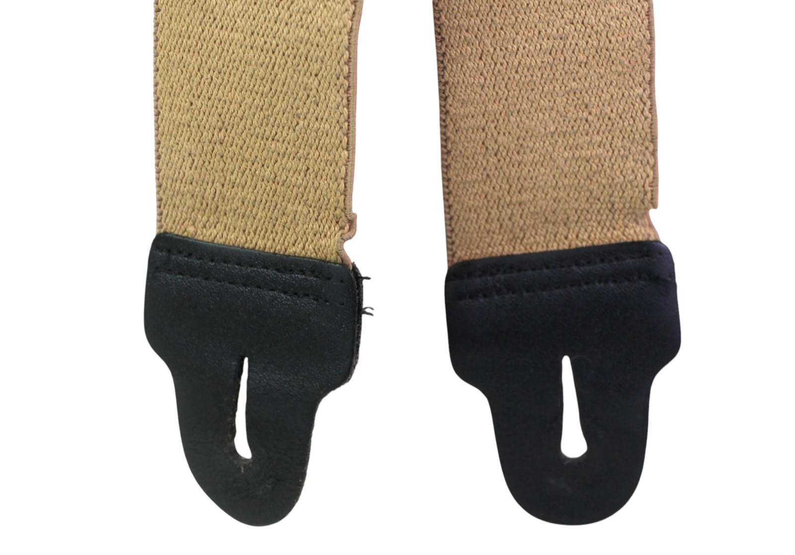 VTG Walking Boss BEIGE ELASTIC BLCK LEATHER BUTTON-ON X-BACK 2″Wd SUSPENDERS (P5