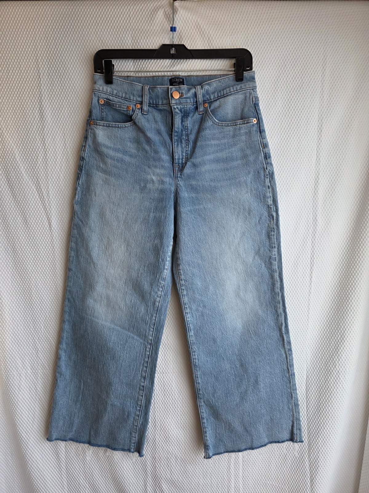 J.Crew High-Rise Wide-Leg Crop Jeans Raw Hem Light Wash Size 27