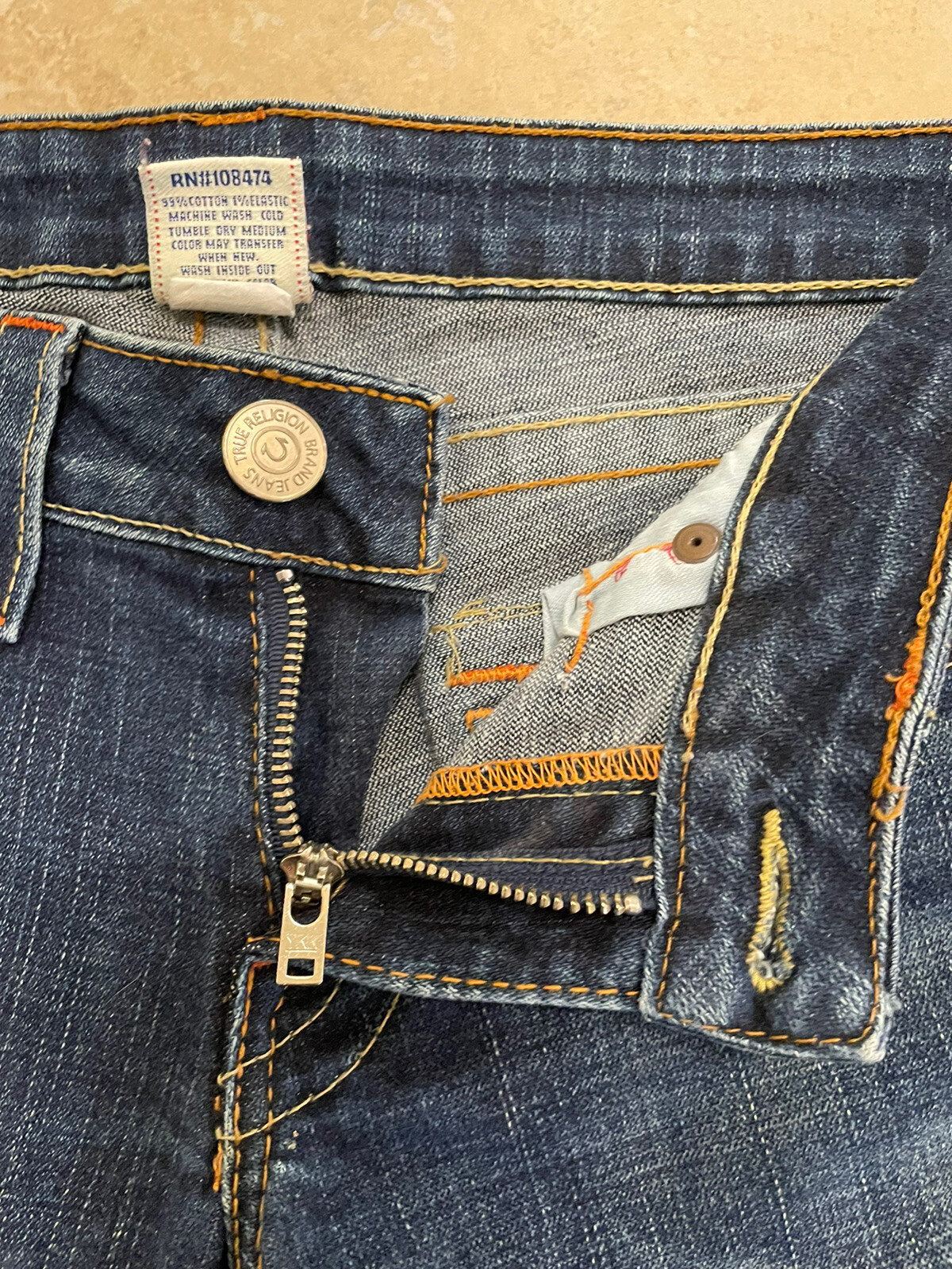 True Religion Jeans Bridget Stone & Tint Low Rise Made In USA 29 Twisted Flare