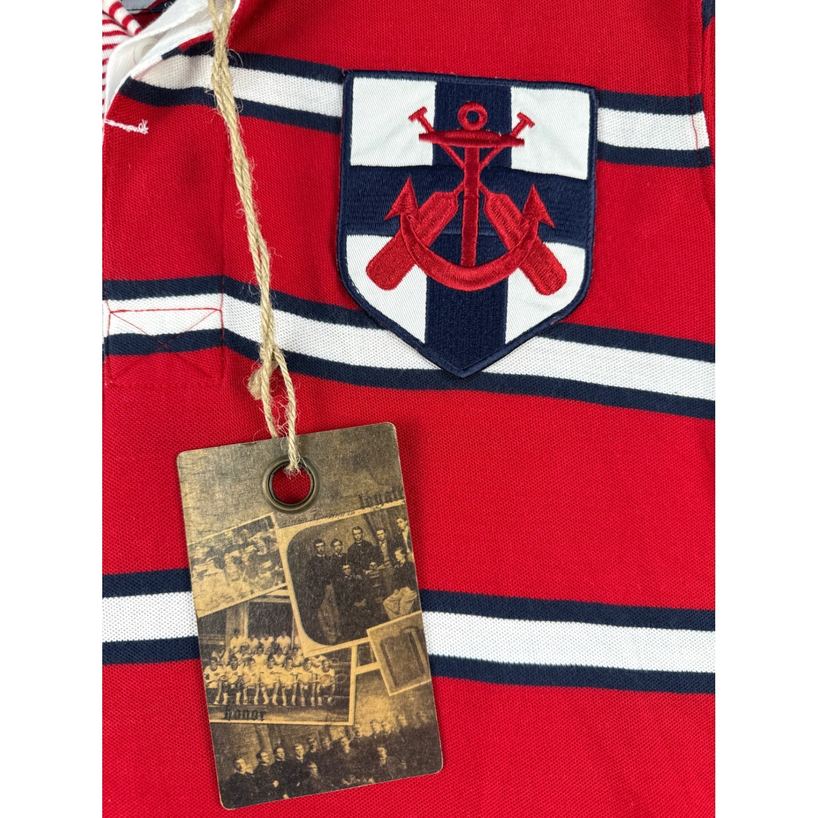 Carpe Mens Pier XIII Sailing Yachting Striped Polo Shirt Red White Blue Medium