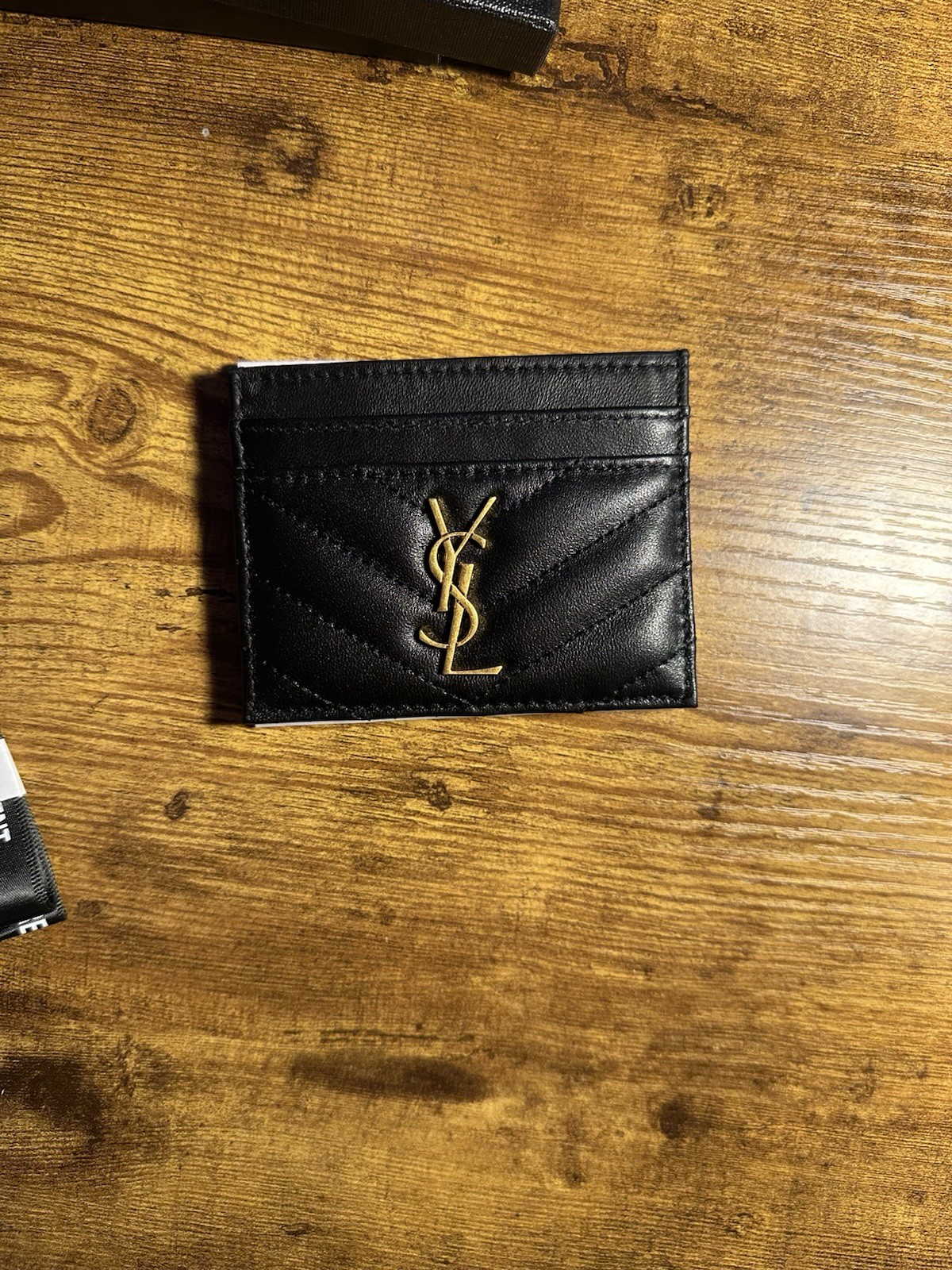 Saint Laurent Black Quilted YSL Logo Women’s Card Wallet Card Case Credit Card