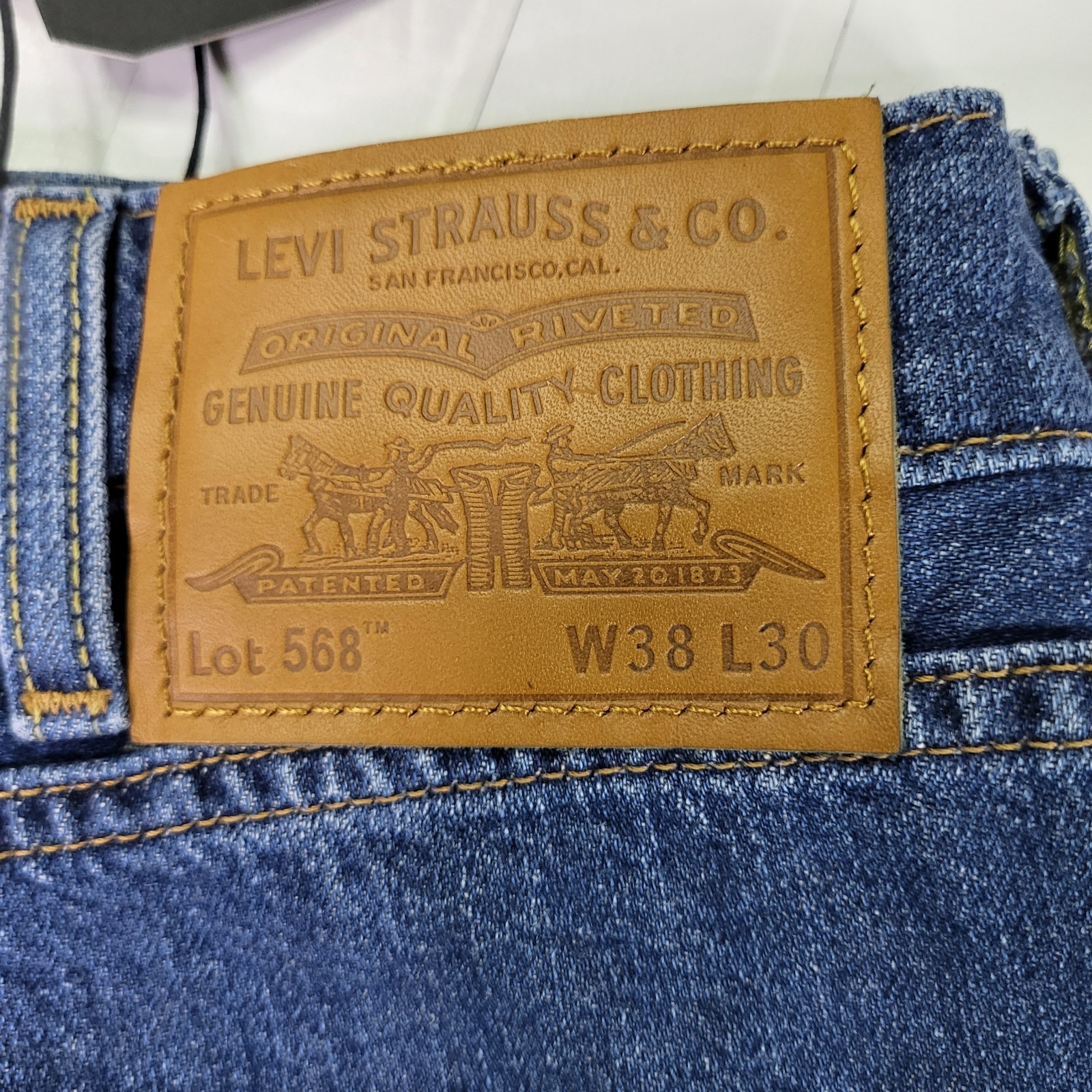 Levis Premium 568 Loose Straight Jeans 38×30 Mens Blue New With Tags 0 Cotton