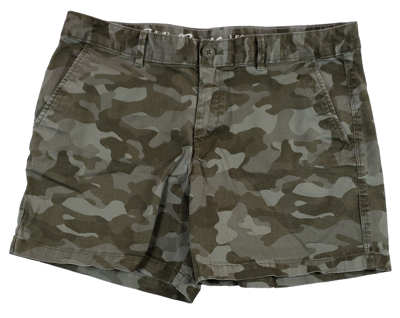 Eddie Bouer Womens Size 12 Olive Camo Legendwash Stretch Slightly Curvy Shorts