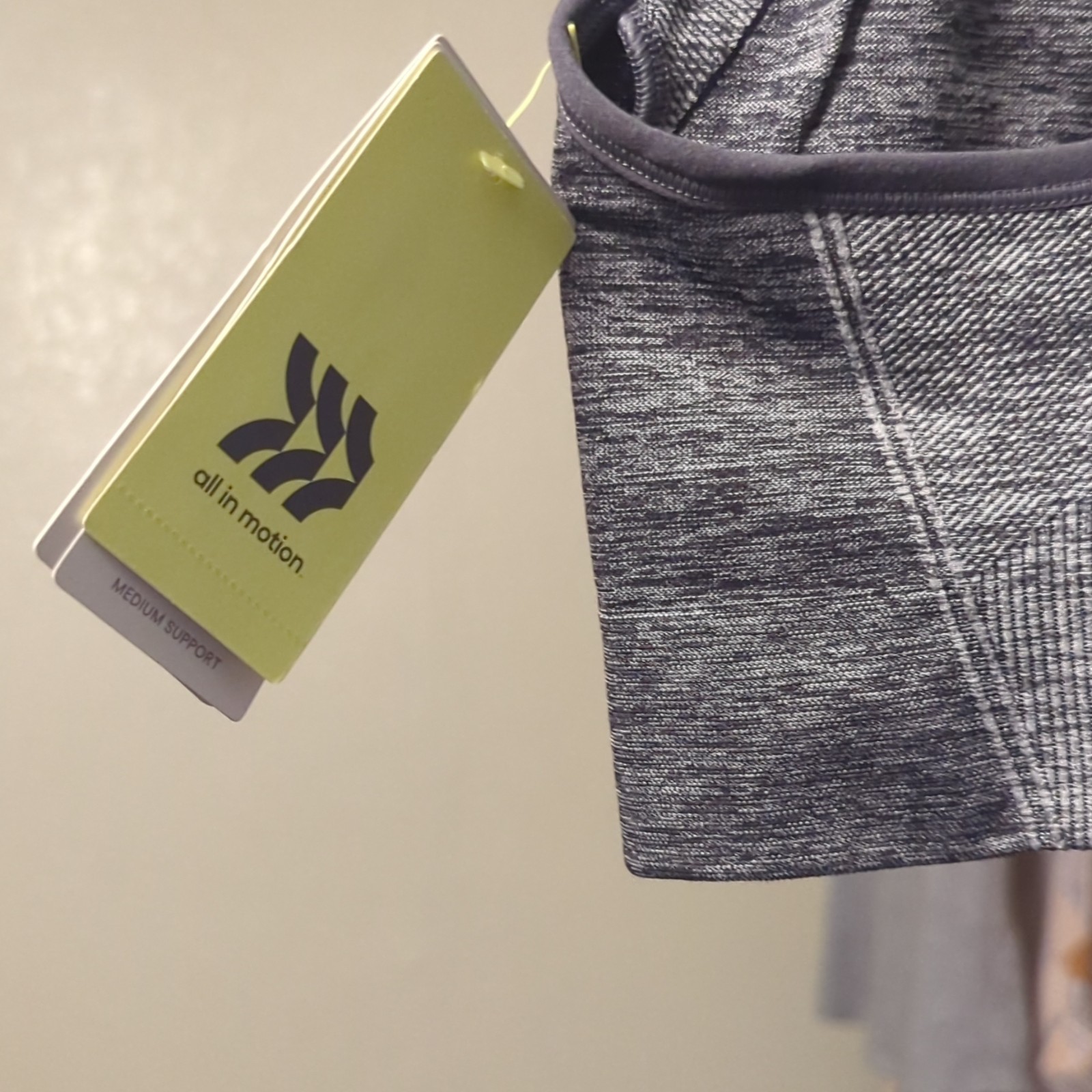 All in Motion Medium Support Seamless Racerback Sports Bra Gray Heather M