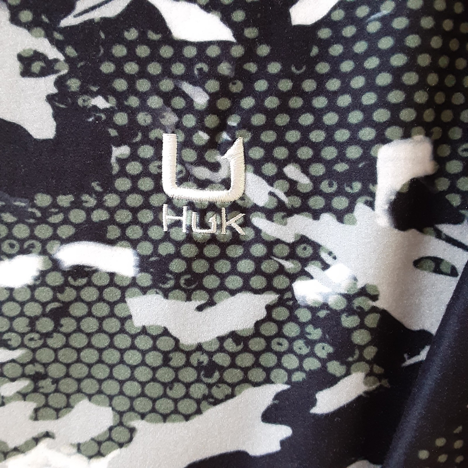 Huk Men’s Medium Leeward KC Printed Lightweight Fleece Pullover Camo Hoodie New