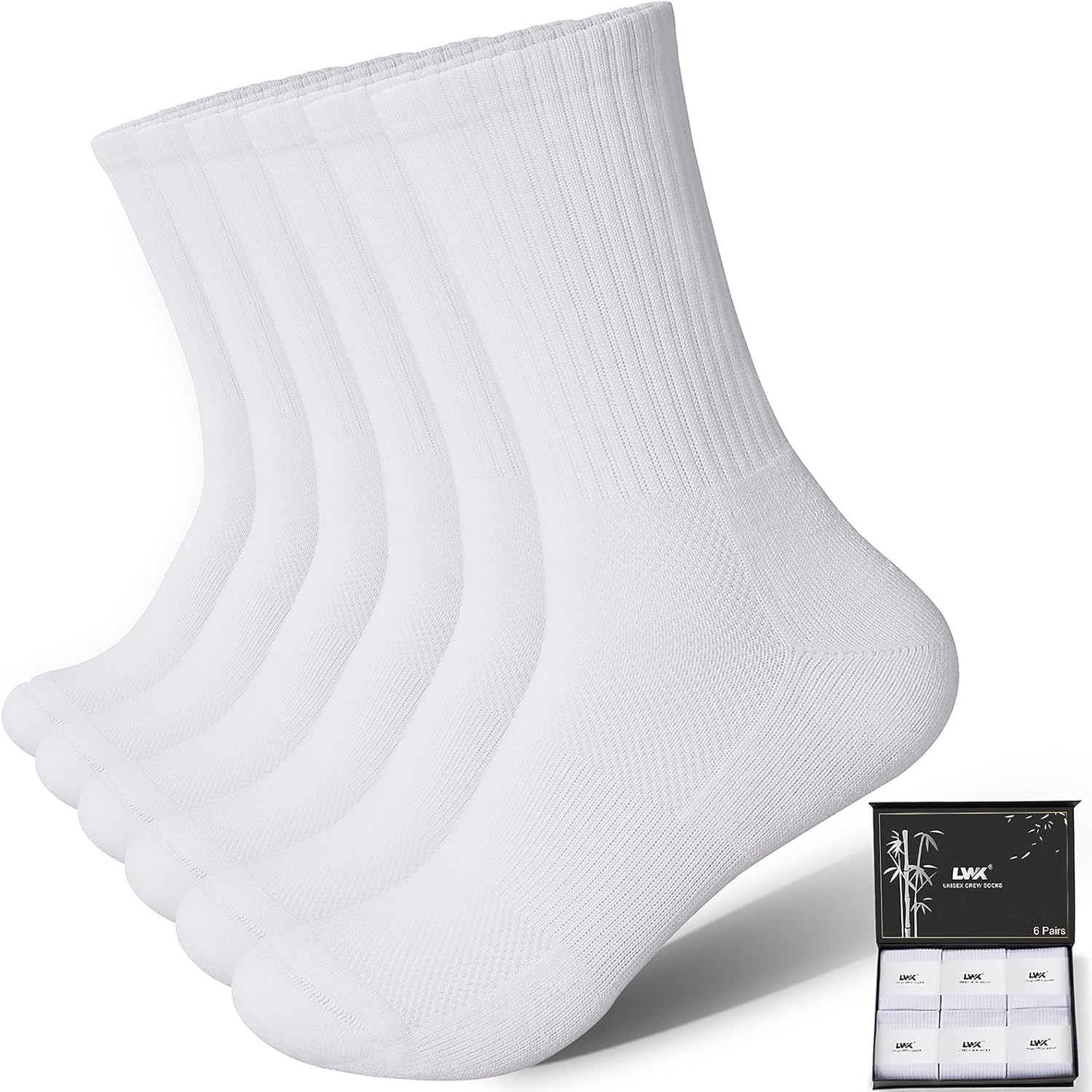 Men’S Bamboo Viscose Athletic Crew Socks, Thick Cushioned, Seamless Toe, Moistur