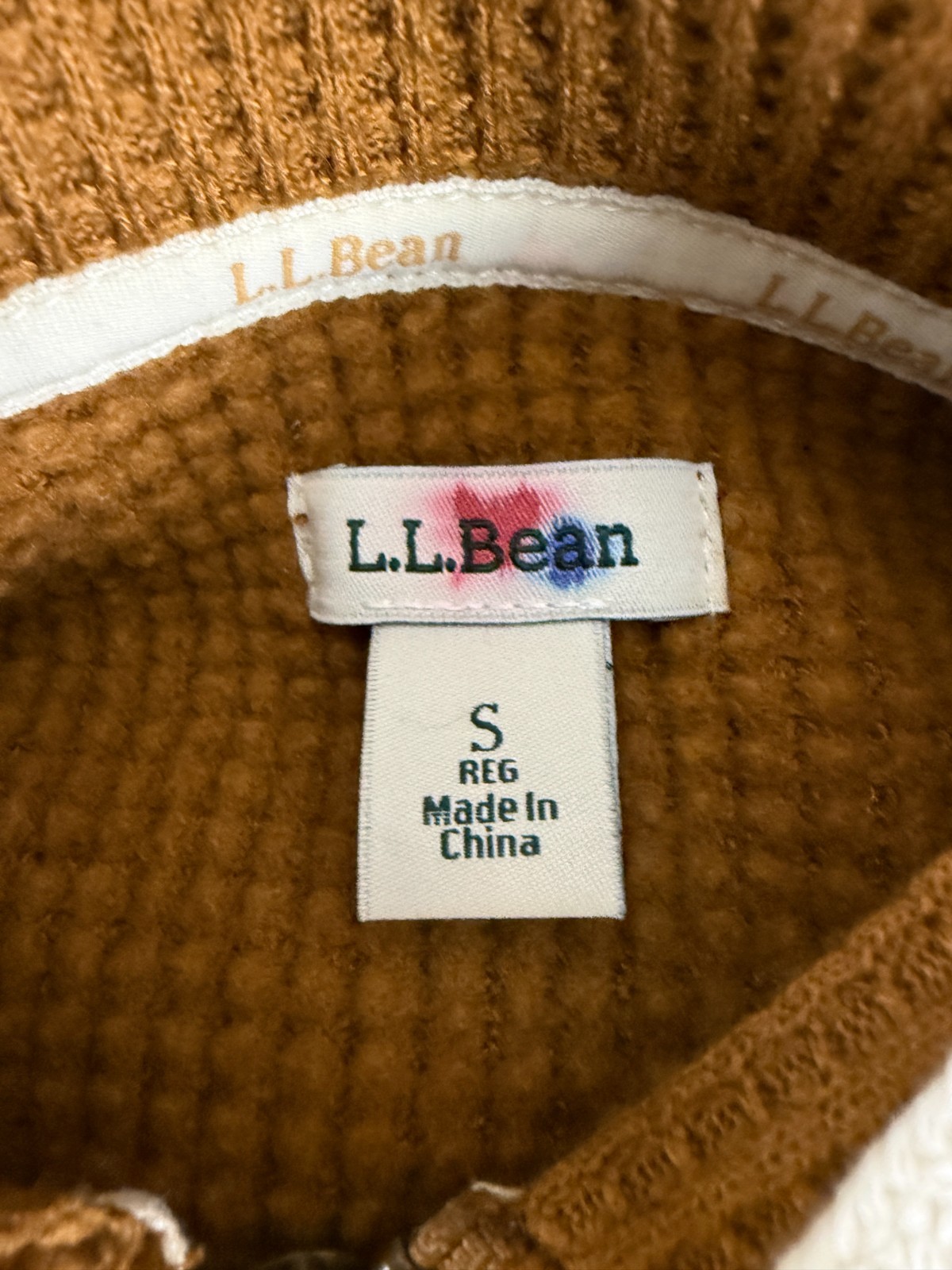 LL Bean Size S Athleisure Textured Drawstring Hooded Jacket Brown Long Sleeve
