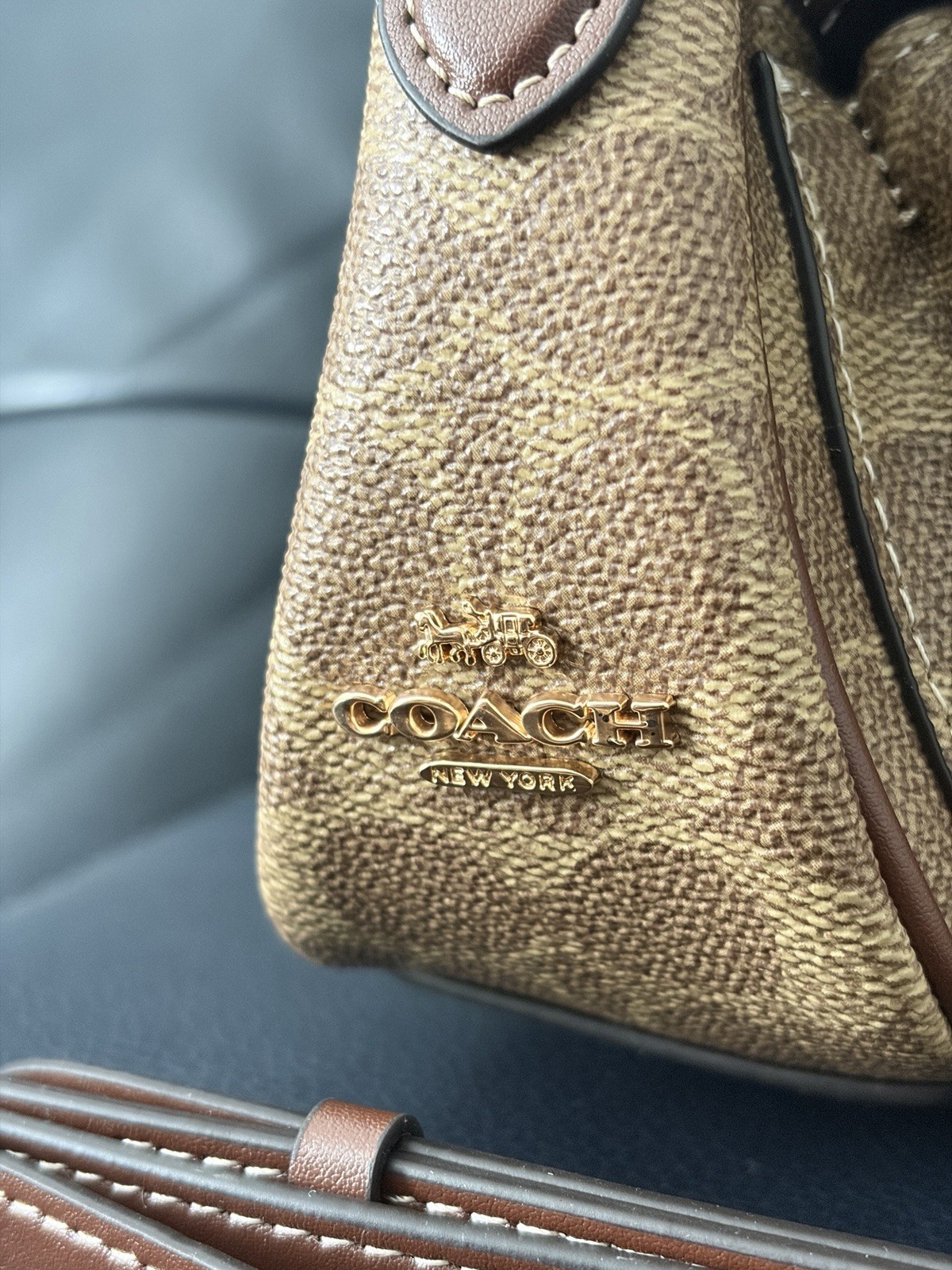 COACH Ashton Baguette Bag In Signature Canvas Tan/Natural CY658 NEW