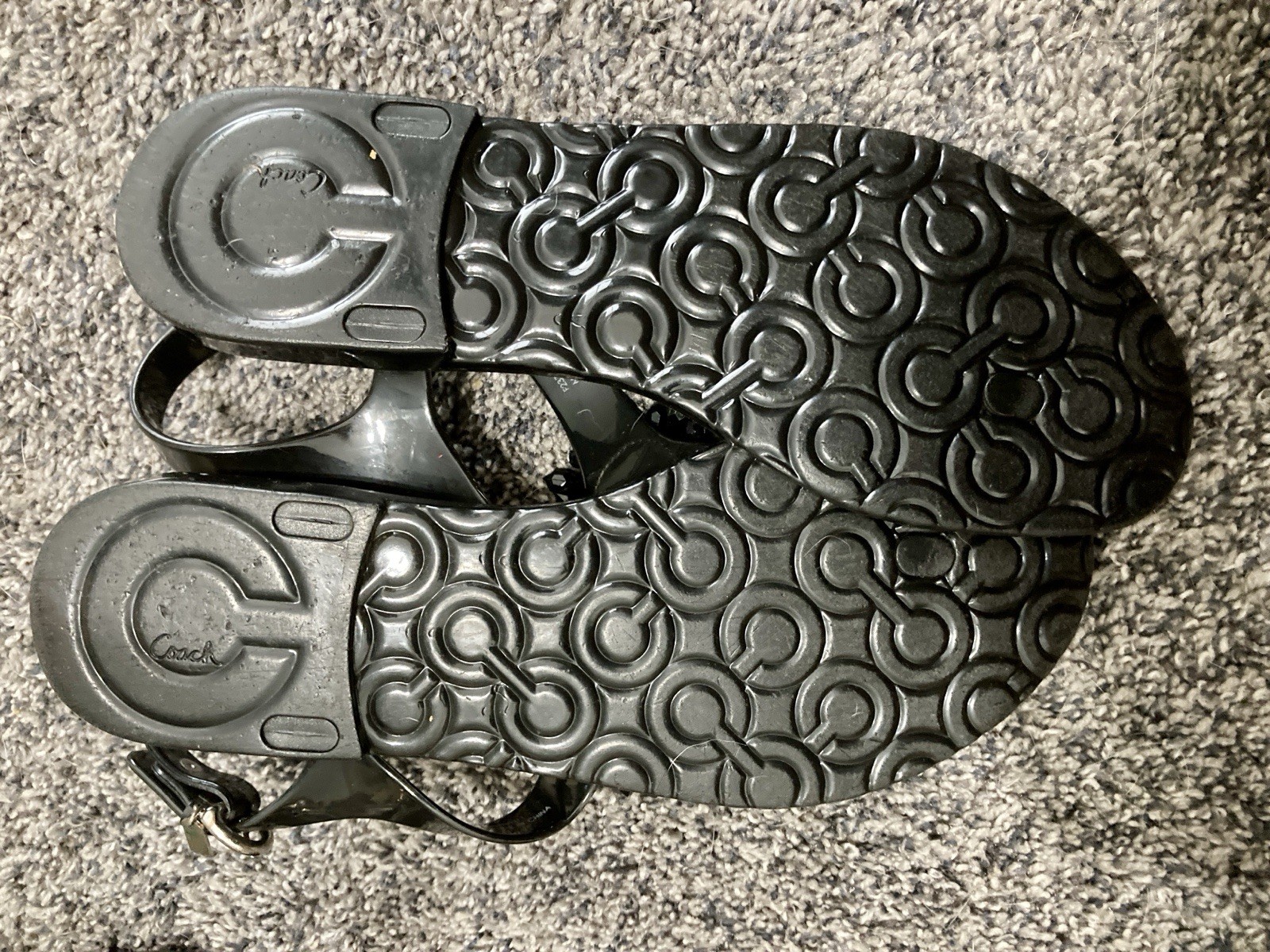 Coach Hilda Black Jelly Flat Sandals Shoes Women’s 8B