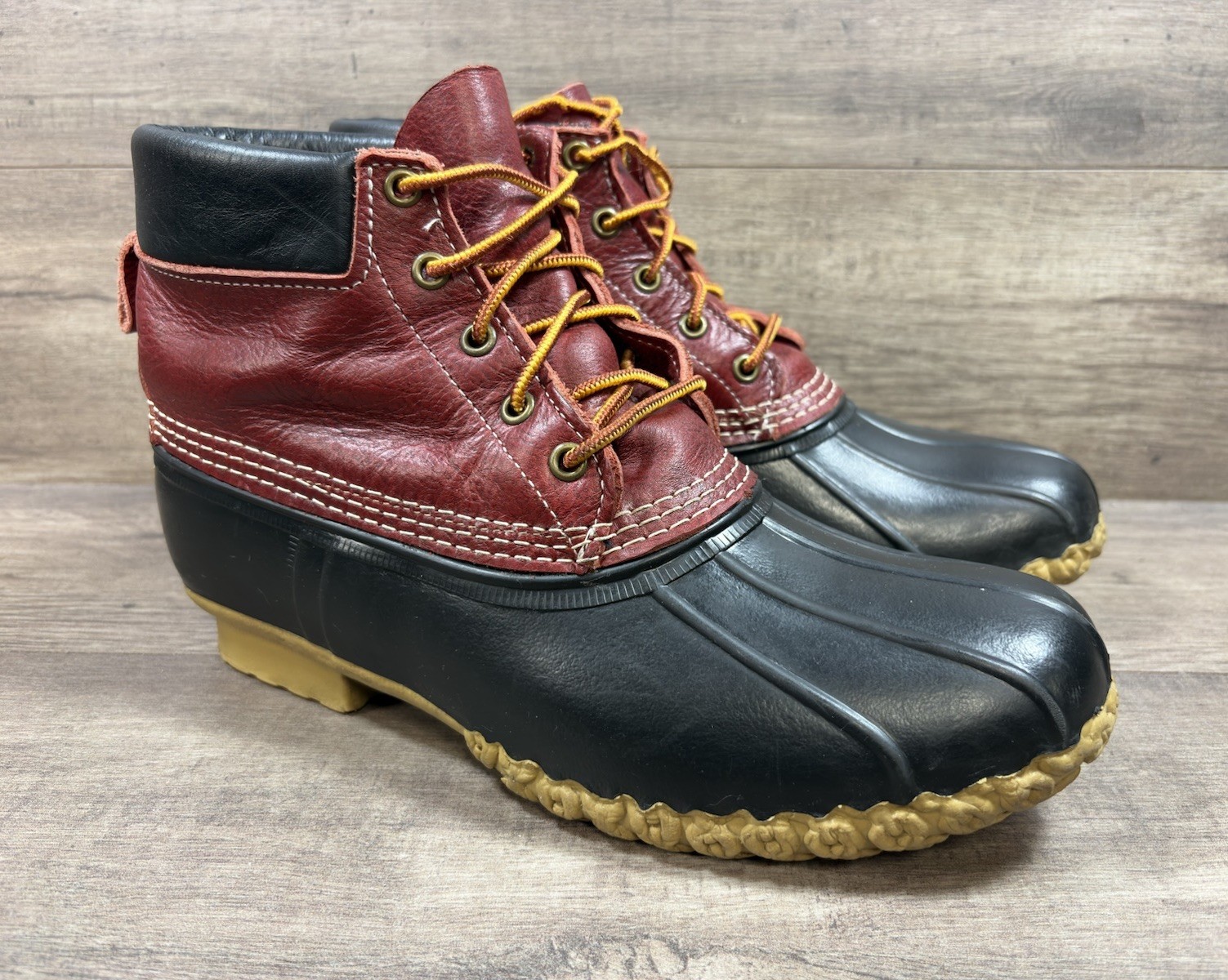 LLBean Bean Hunting Boots 10in Red Black Leather 503046 Comfort Womens Size 11