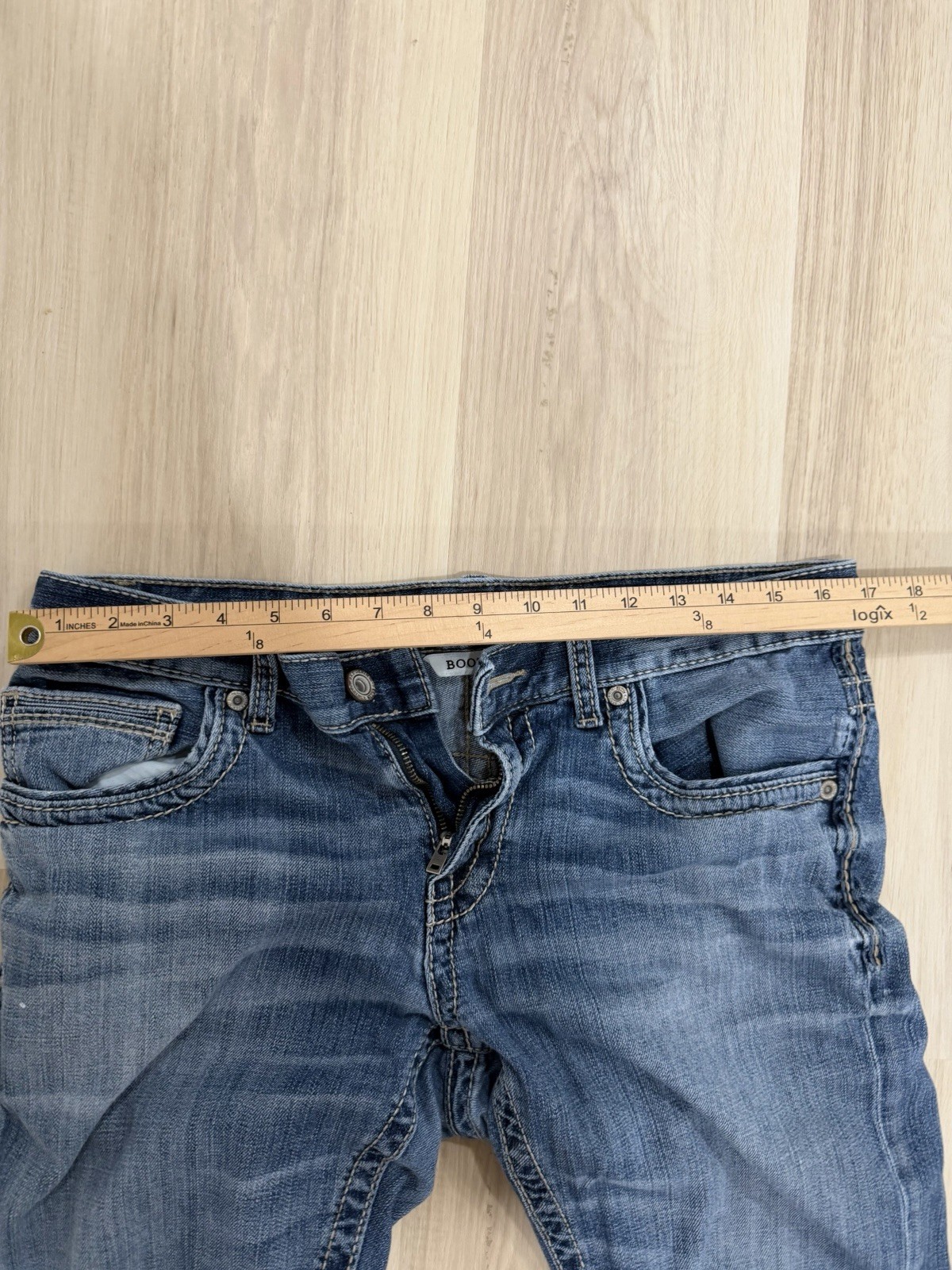 BKE Men’s Blue Denim Bootleg Jeans Cotton with tear in back