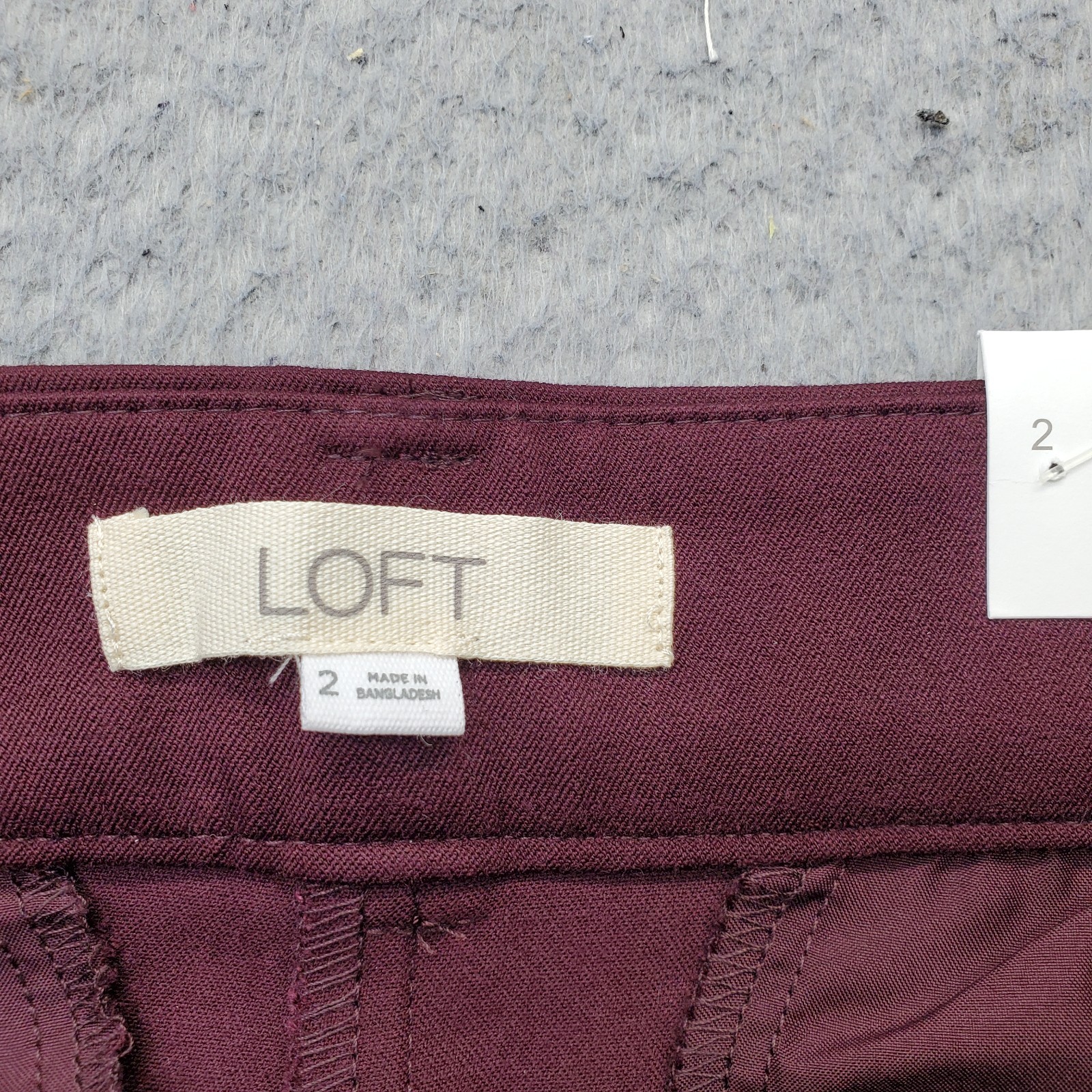 LOFT The Sutton Ankle Flare Pants Womens 2 Burgundy Stretch Regular Flat Front