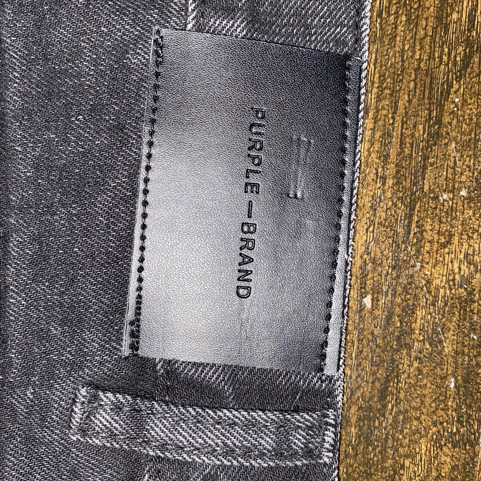 PURPLE BRAND Dropped Fit Black Dark Wash Slim Denim Jeans Rhinestone 5-Pocket