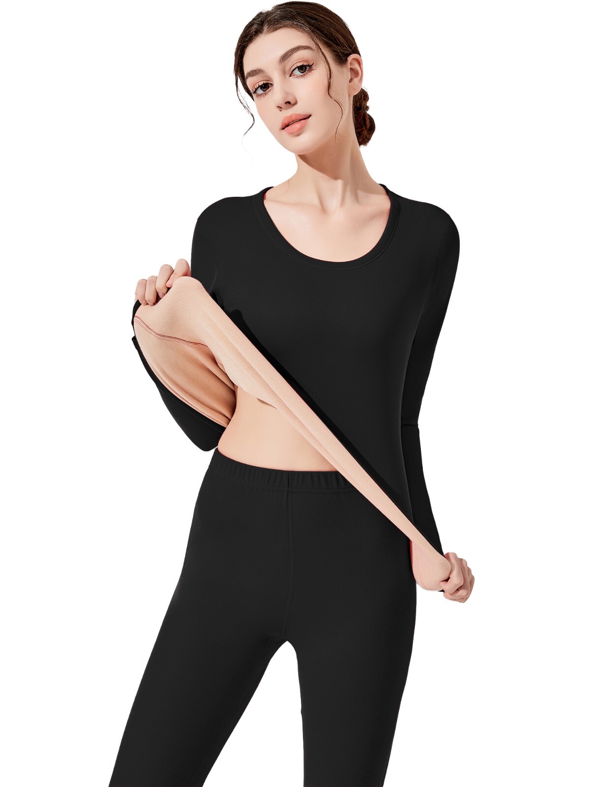 Womens Thermal Underwear Set Soft Fleece Lined Long Johns Base Layer Top& Bottom