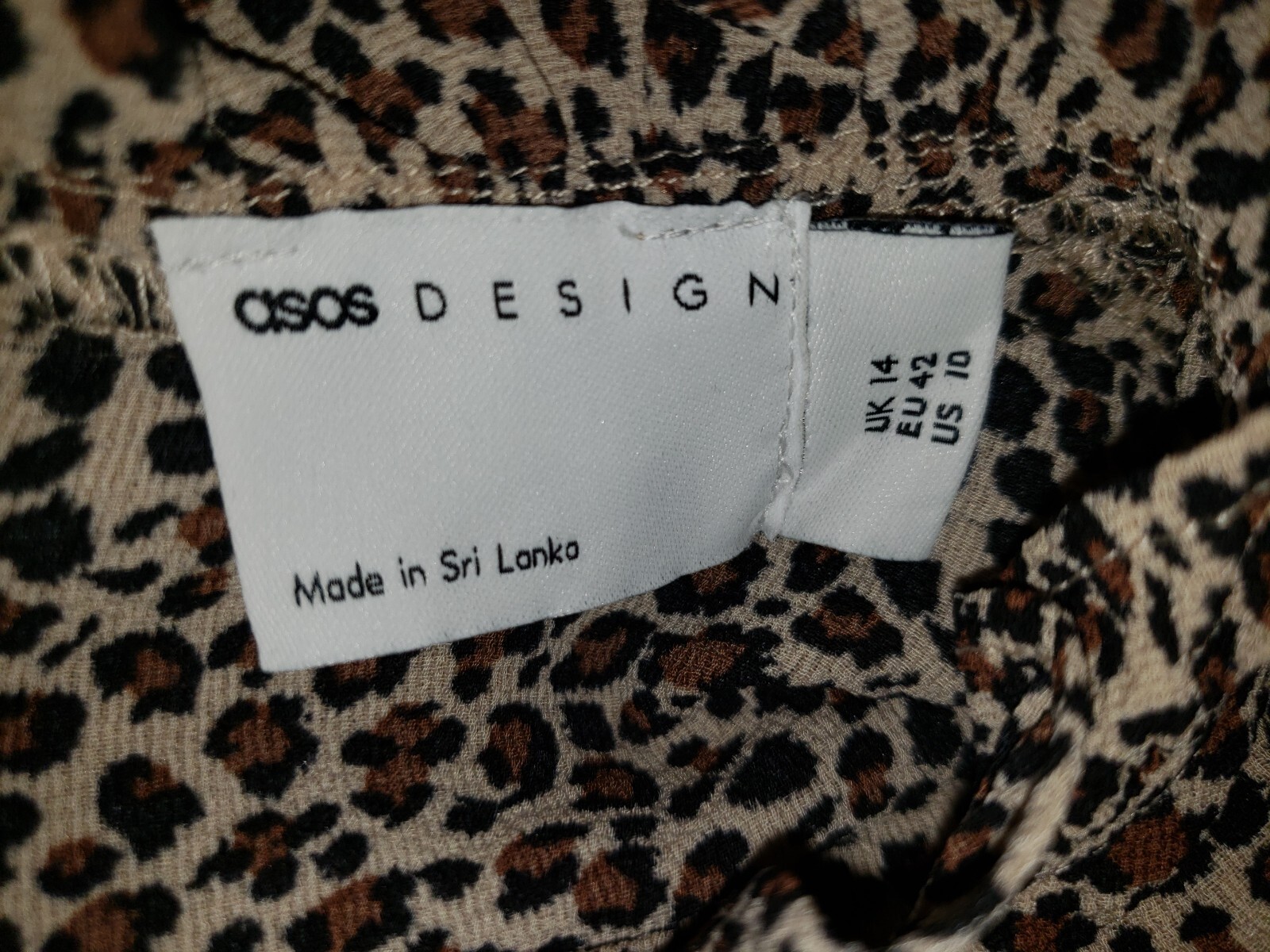 NEW Asos 10 Dress Animal Ruffle Mini Beige Black Boho Grunge Edgy Punk Indie Mod