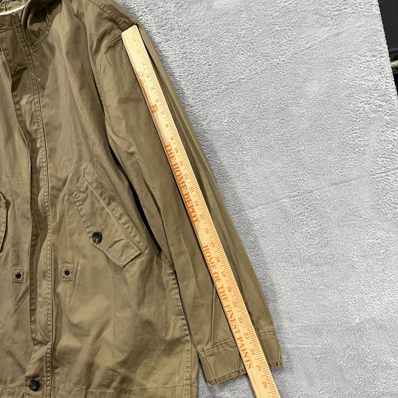 Levi’s Jacket Mens Large Canvas Hooded Full Zip Military Field Coat Pockets