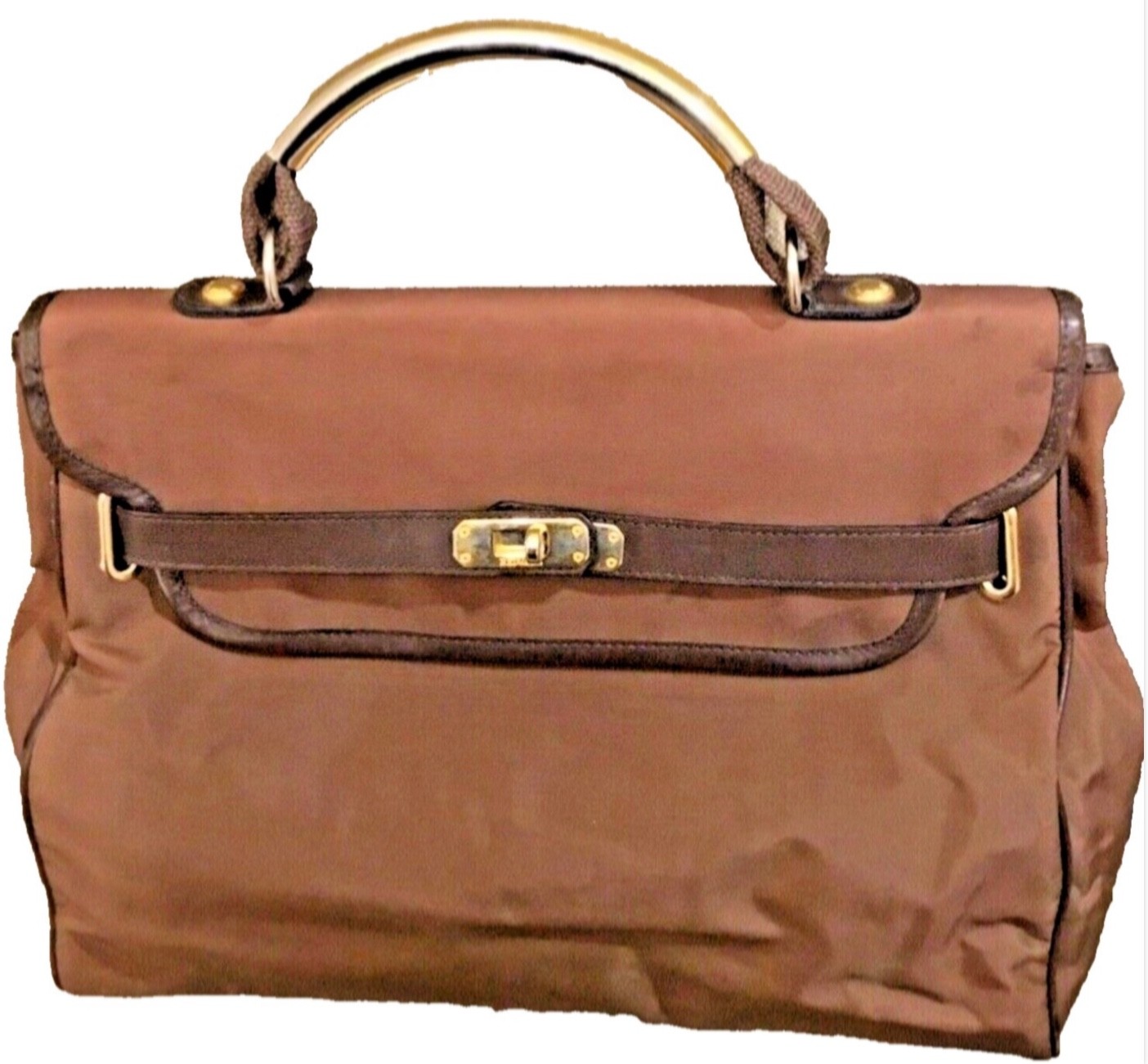 Vintage Moschino by Redwall 90’s brown Nylon Top Gold Handle