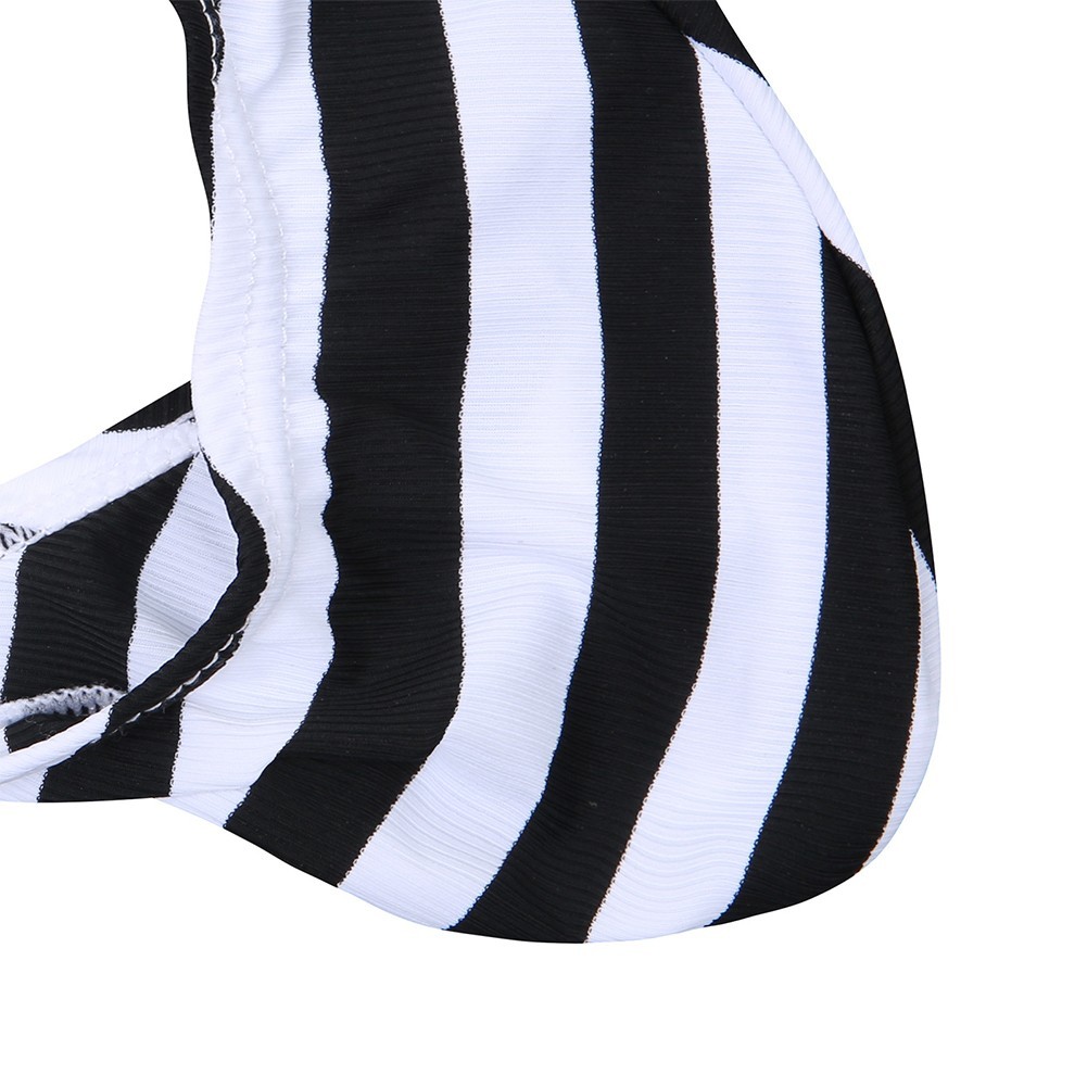 Men Low Rise Striped Thong Underwear with Breathable Bulge Pouch for Comfort