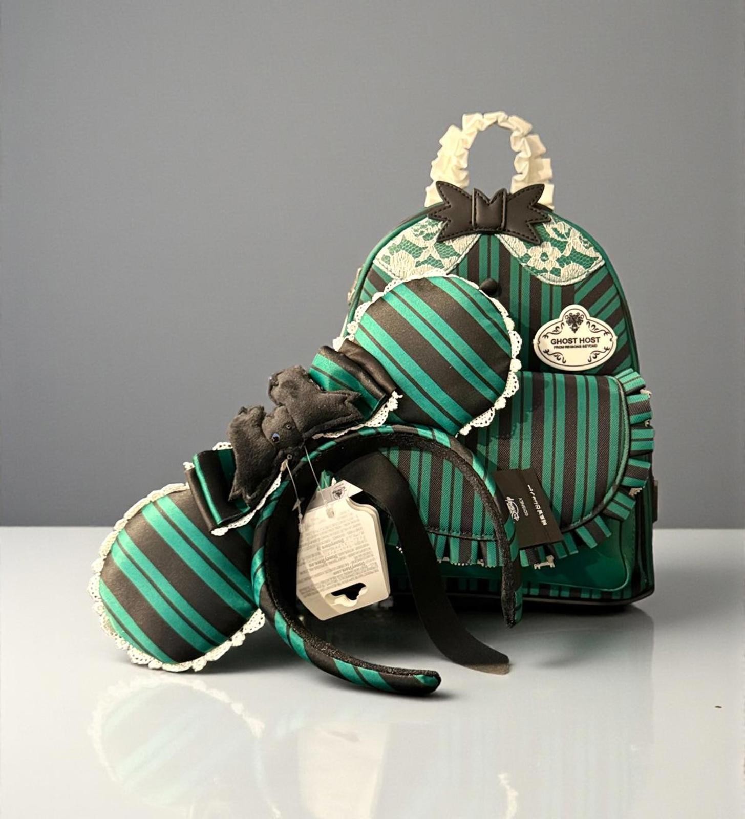 Loungefly Disney Parks Haunted Mansion Ghost Host Mini Backpack & Ears Set NWT