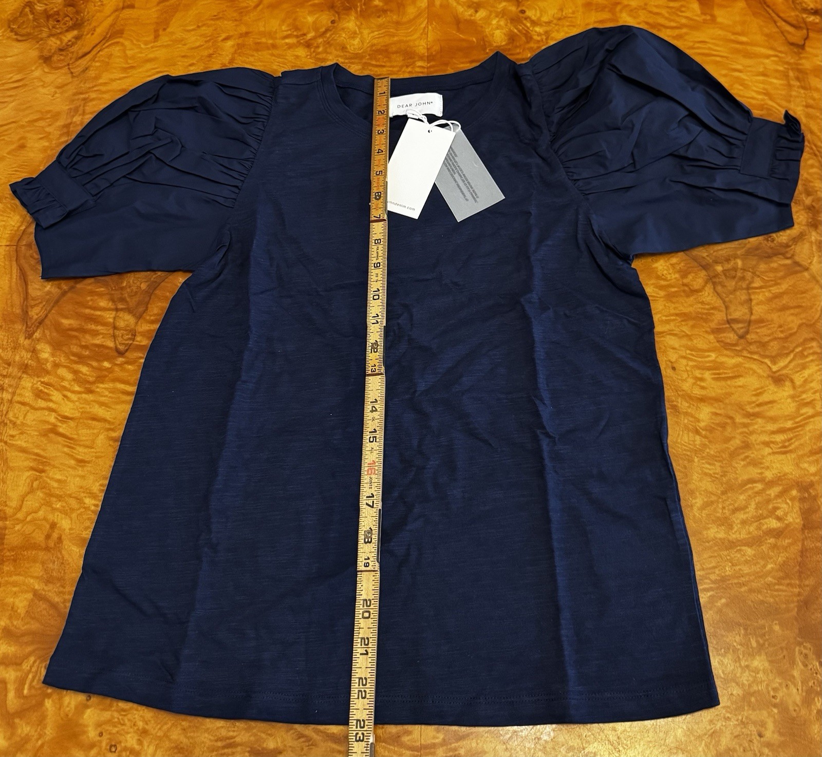 NWT Dear John Dani Black Iris Puffed Sleeve T Size Small Women’s