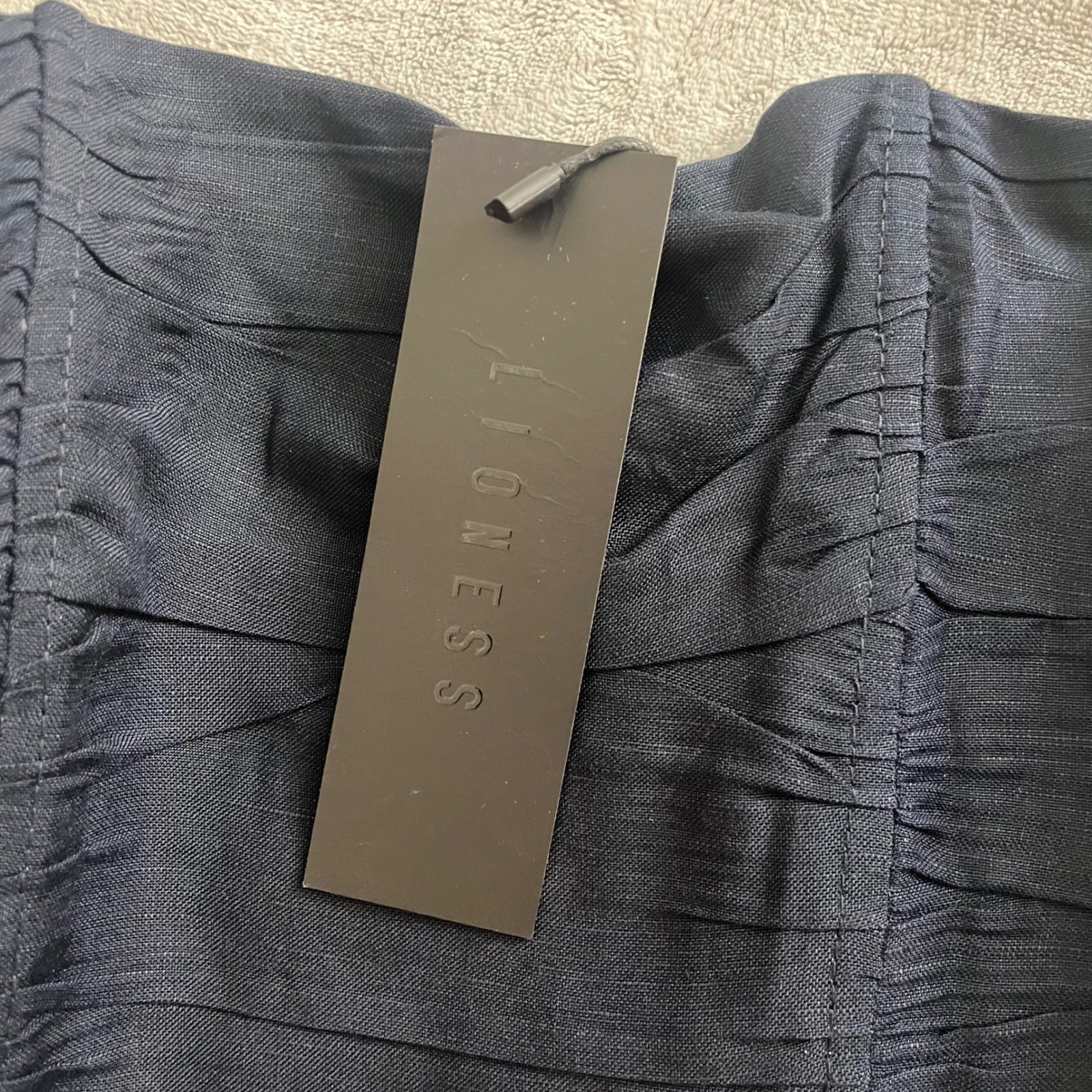 Lioness Women’s Island Ruched Scarf-Trim Tube Top Small NWT navy blue
