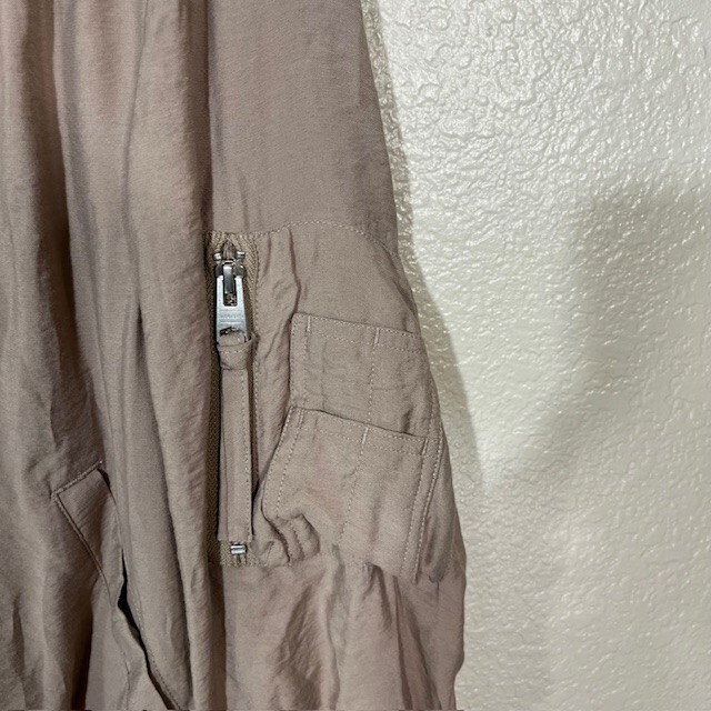 Allsaints Jacket Womens Medium Angie Light Bomber Full Zip Beige Viscose
