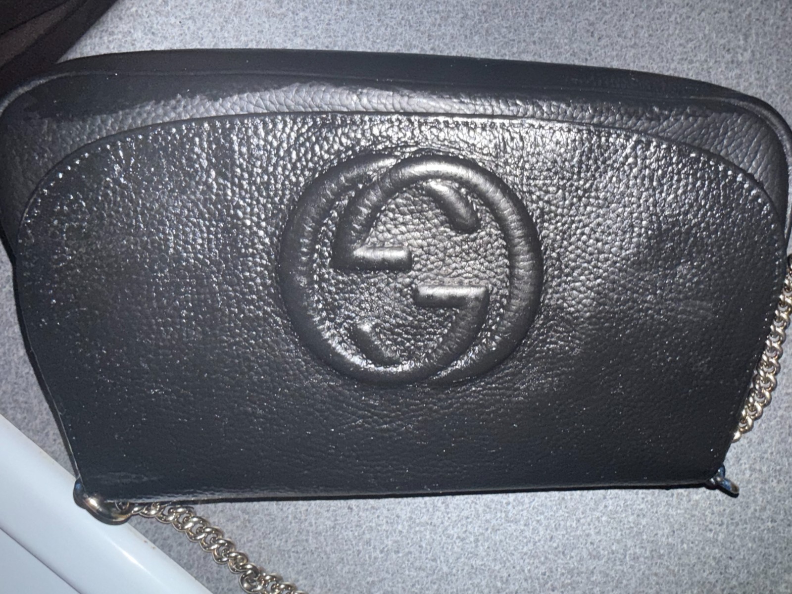 Gucci Soho Flap Long Interlocking G Chain Crossbody Custom Black (Painted)
