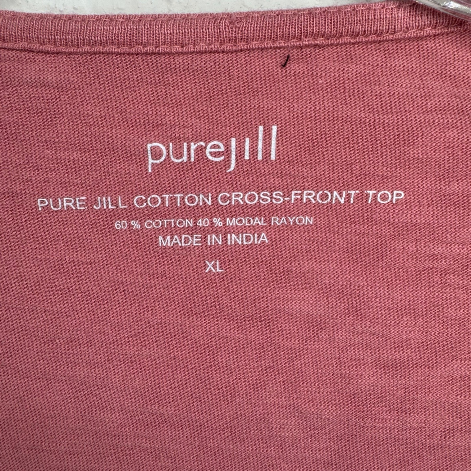 Pure Jill Cotton Modal Blend Pink Cropped Twist Front Button Up Top XL