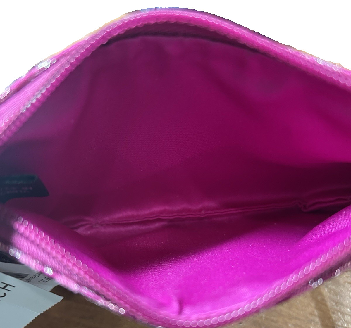 NEW COACH CC SIGNATURE JACQUARD RASPBERRY PINK METALLIC WRISTLET NWT