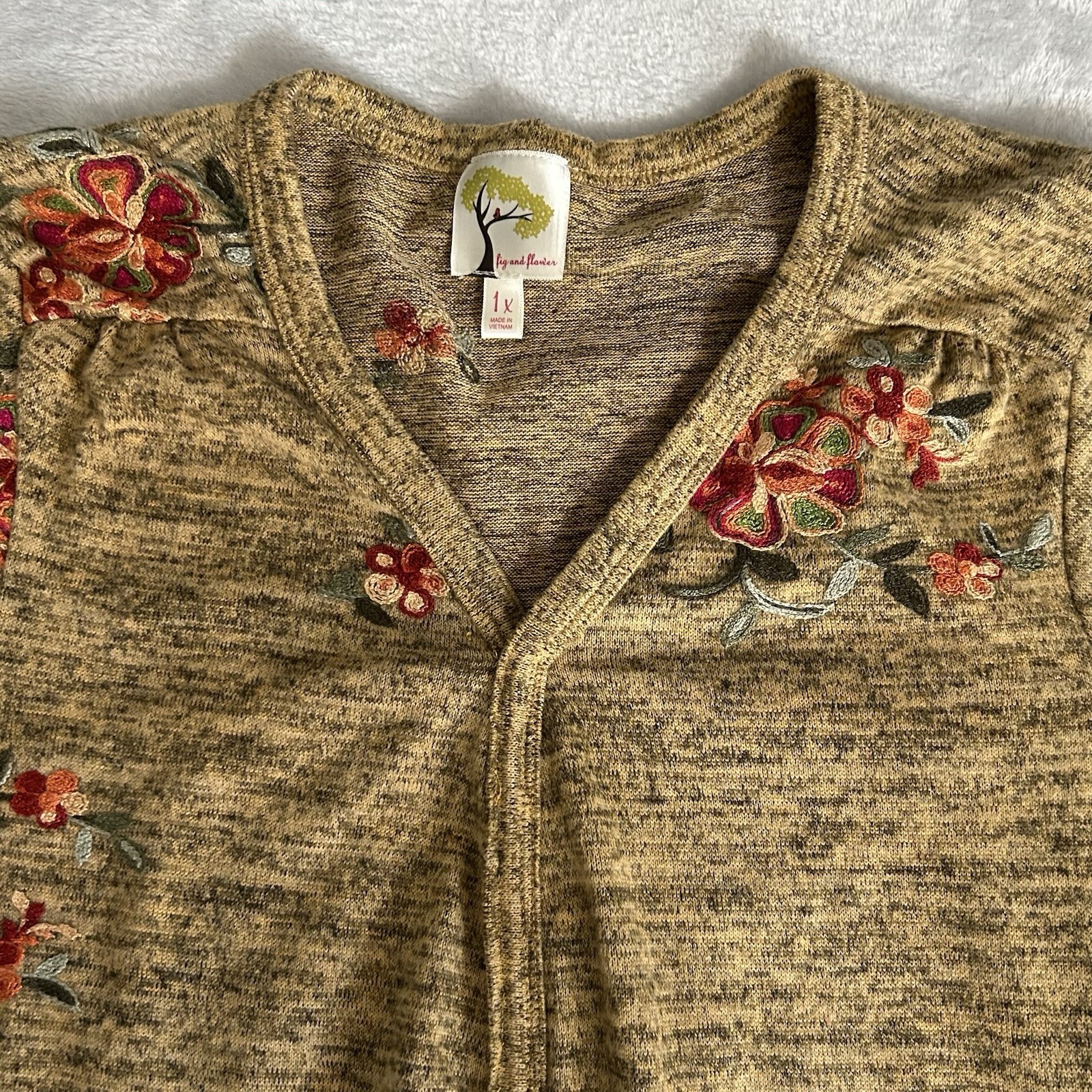 Fig and Flower Boho Tunic Top Plus Sz1X Floral Embroidered Cottagecore Peasant