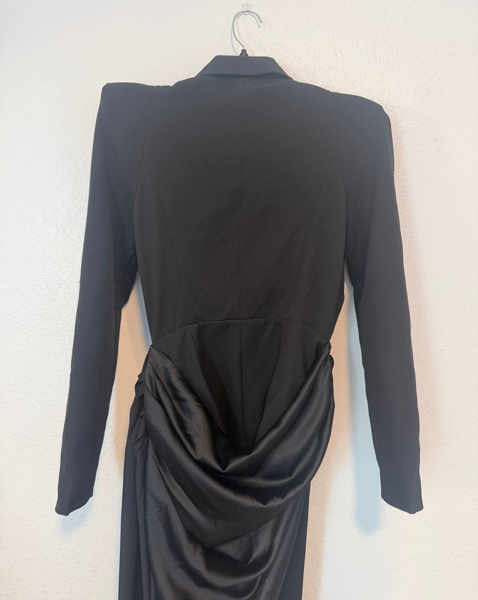 NWT Donnée Par Dieu YRIS Black Draped Blazer Maxi Dress Small