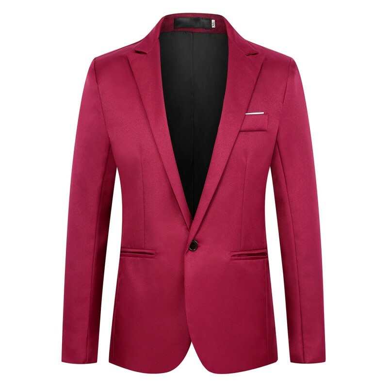 Men’s Business Casual One Button Jacket Blazer Wedding Slim Fit Long sleeve B
