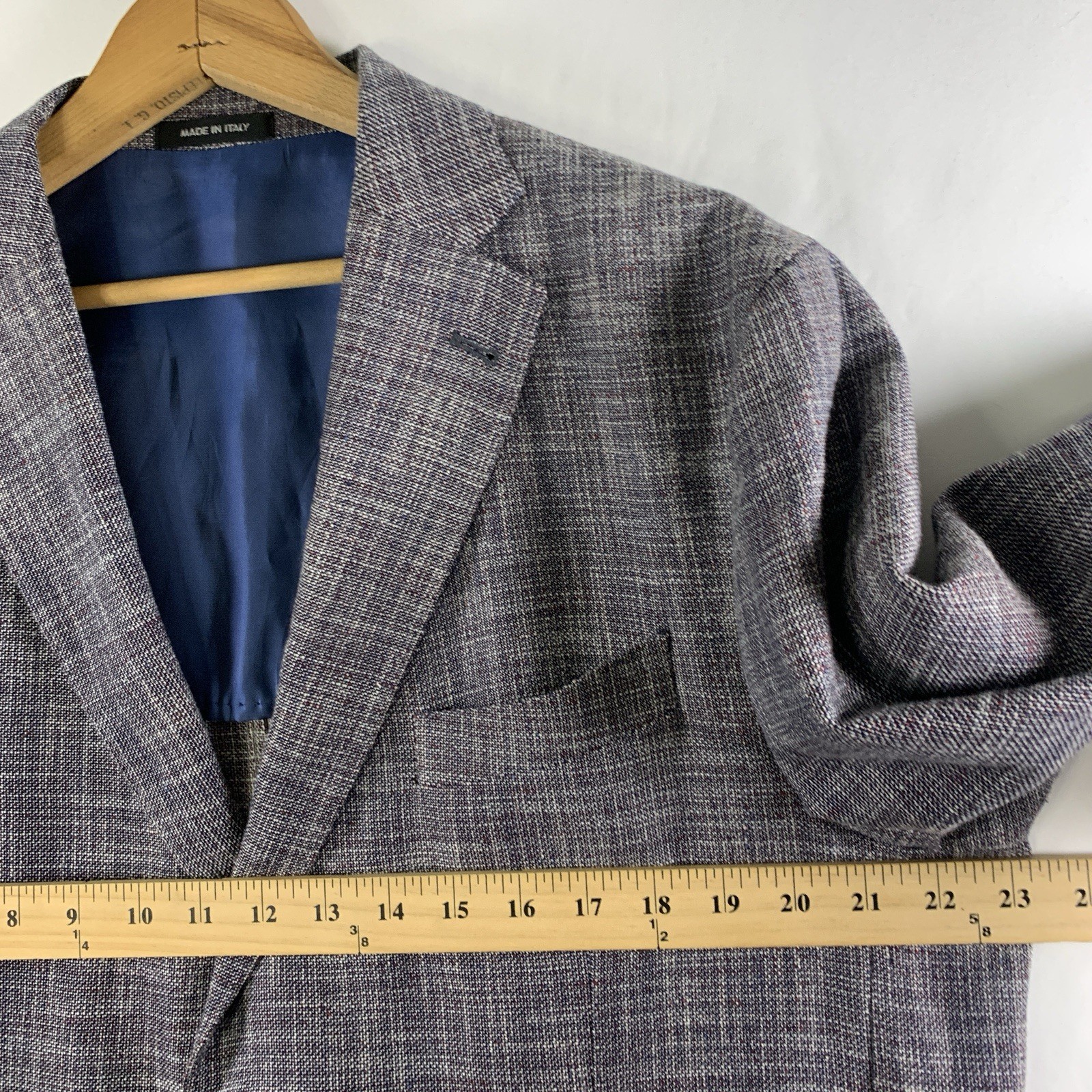 Mens Unstructured Hopsack Sport Coat 46R Summer Wool Linen Cotton Patch Pocket