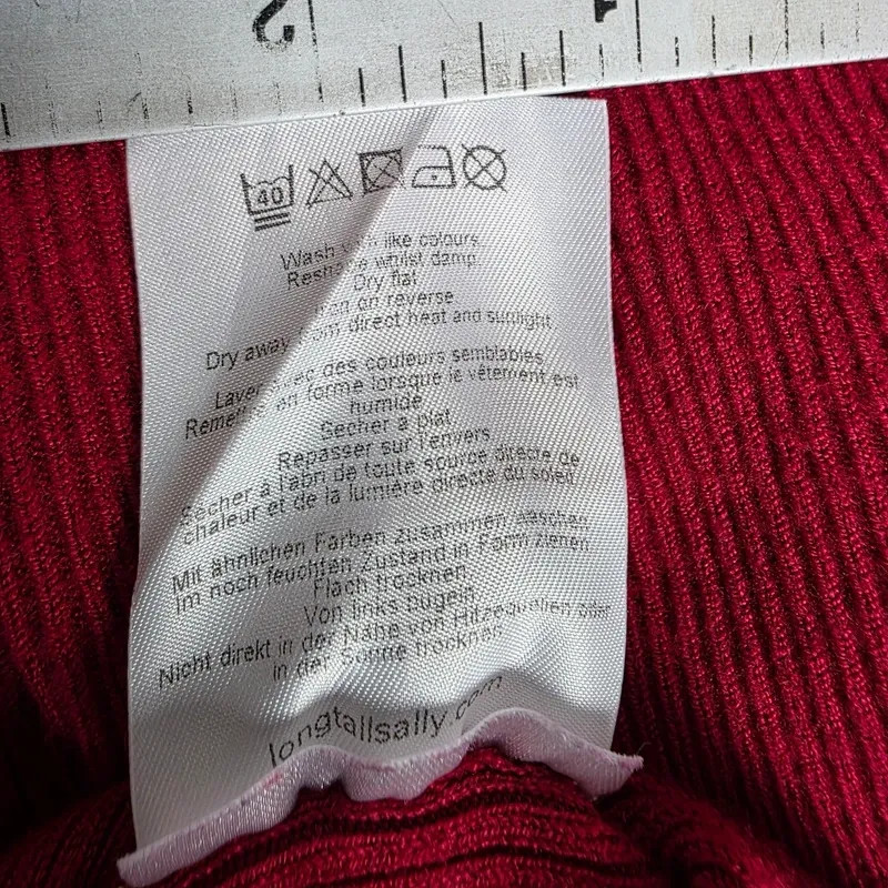 Long Tall Sally Magenta Ribbed V-Neck Sweater with Button Cuffs – Size S
