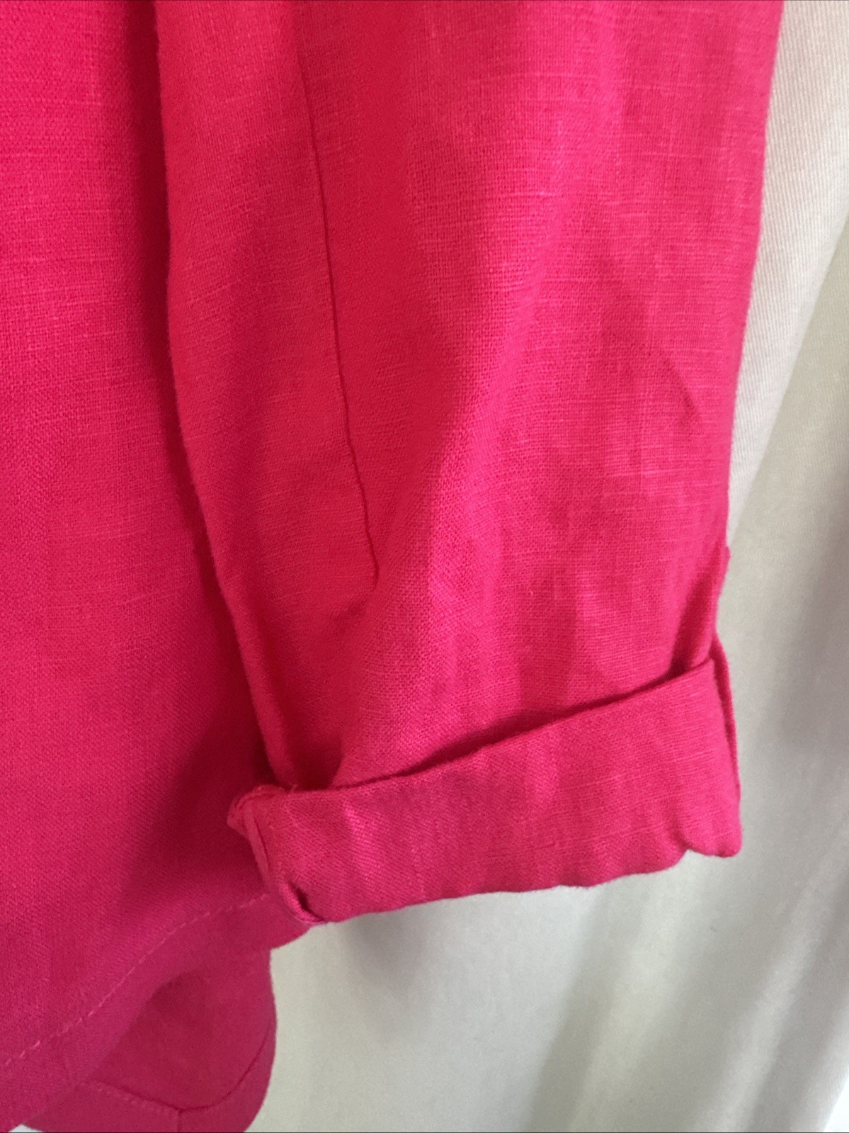 Chicos Pretty In Pink 100% Linen Jacket 2 M L Open No Closure