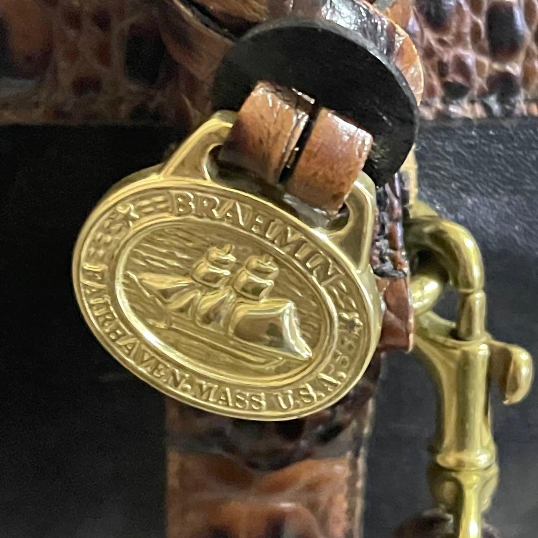 Y2K BRAHMIN Crocodile Embossed Leather Bag with Gold Charm