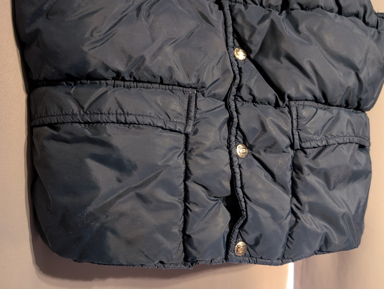 Woolrich Men’s Blue Insulated Puffer Vest Button Front Stand-Up Collar M