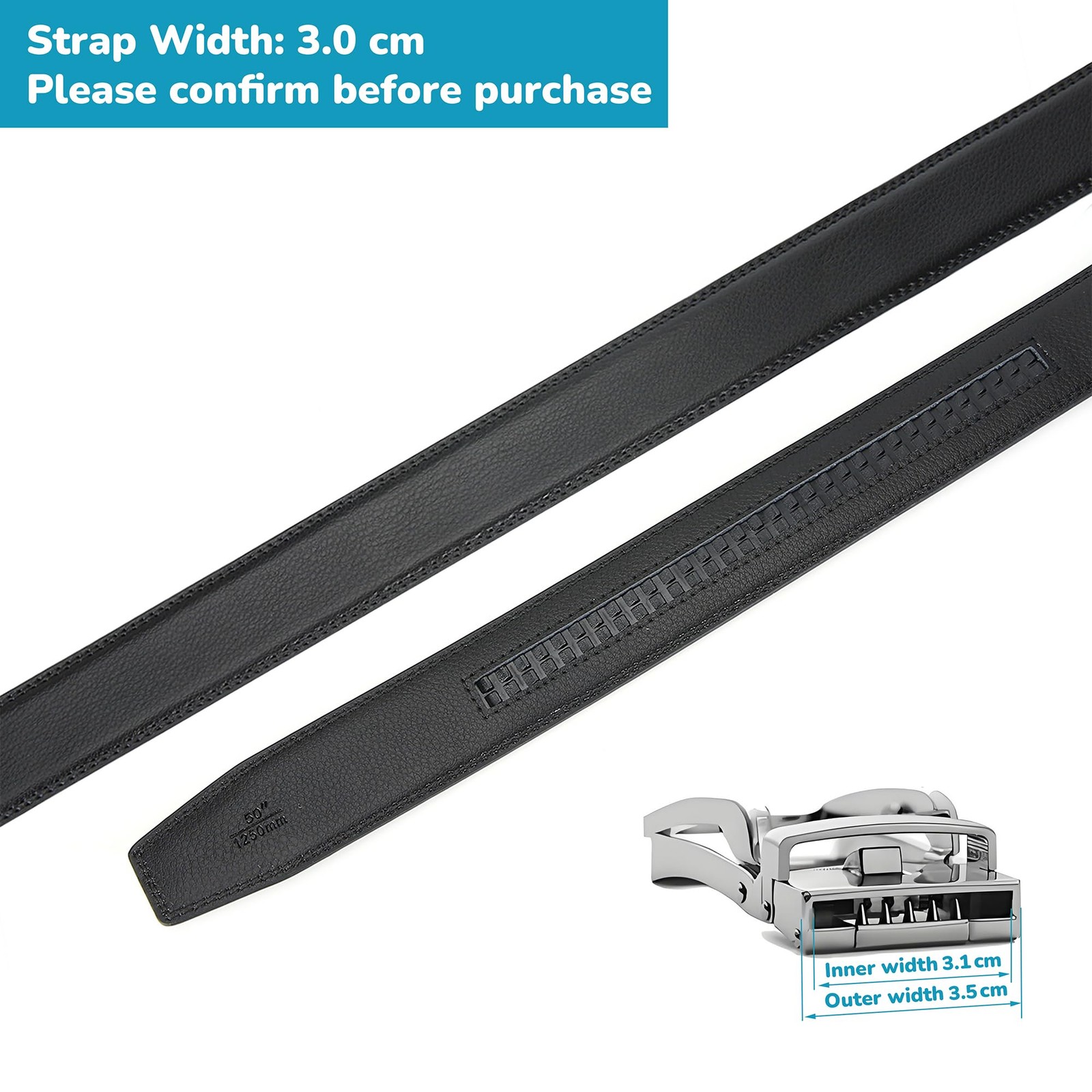 Nelbons Men’s Ratchet Belt Length 160 cm Suitable for 28-56 waist, B1-black