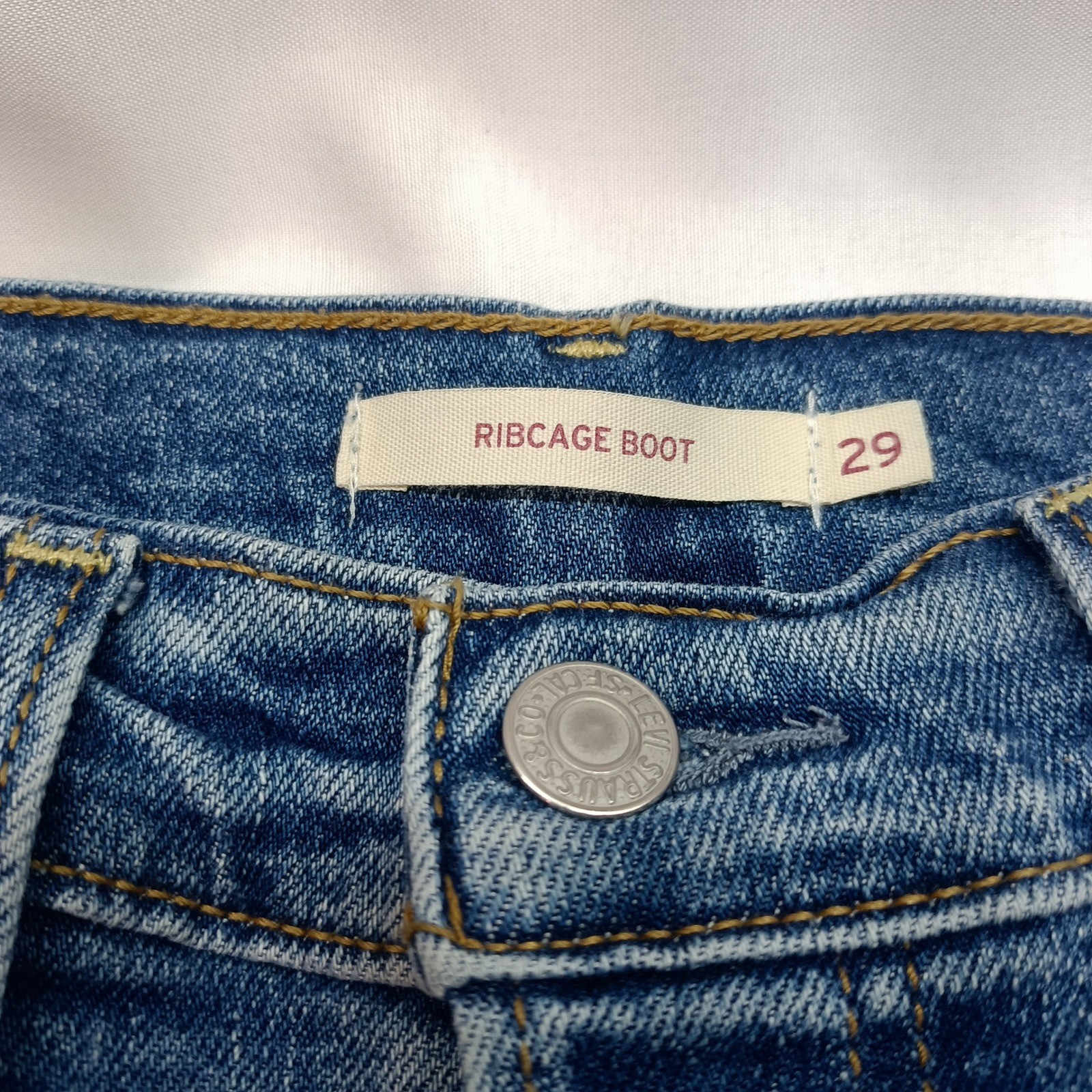 Levis Ribcage Bootcut Jeans Womens 29 High Rise Button Fly Blue Denim (26×31.5)