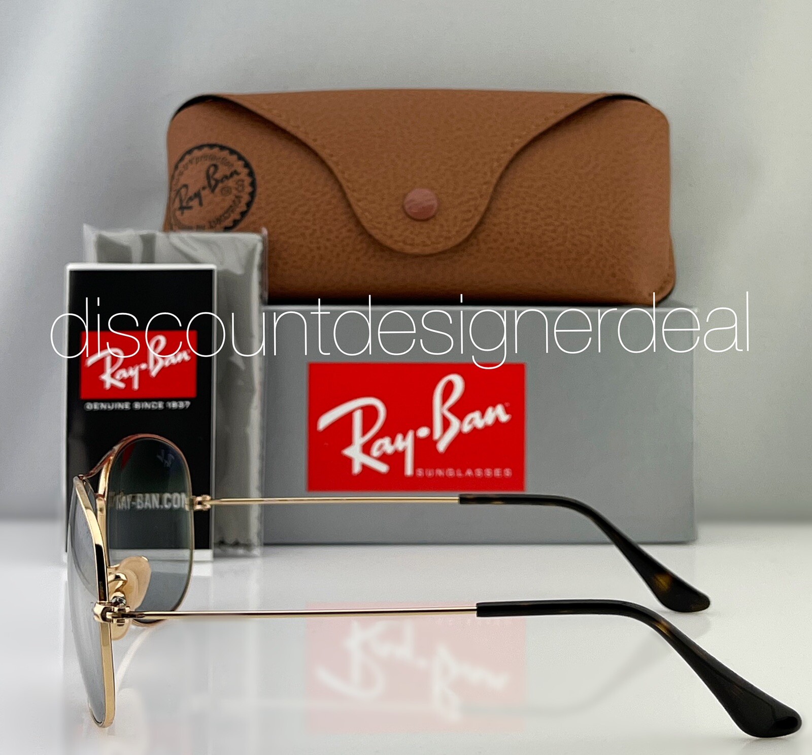Ray-Ban RB3362 Cockpit Sunglasses 001/GF Gold Metal Frame Blue Gradient Lens 59