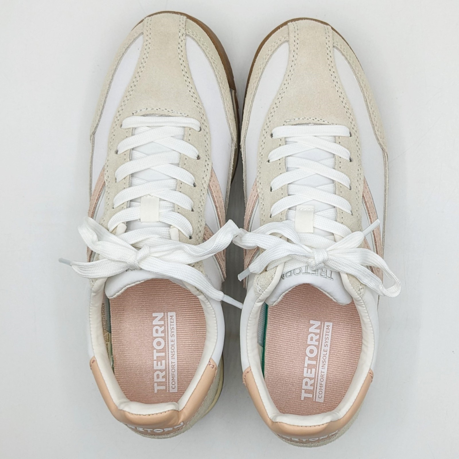 Tretorn “Hailey” Women’s, Leather & Nylon Canvas, Sneaker (White / Pink) – NEW