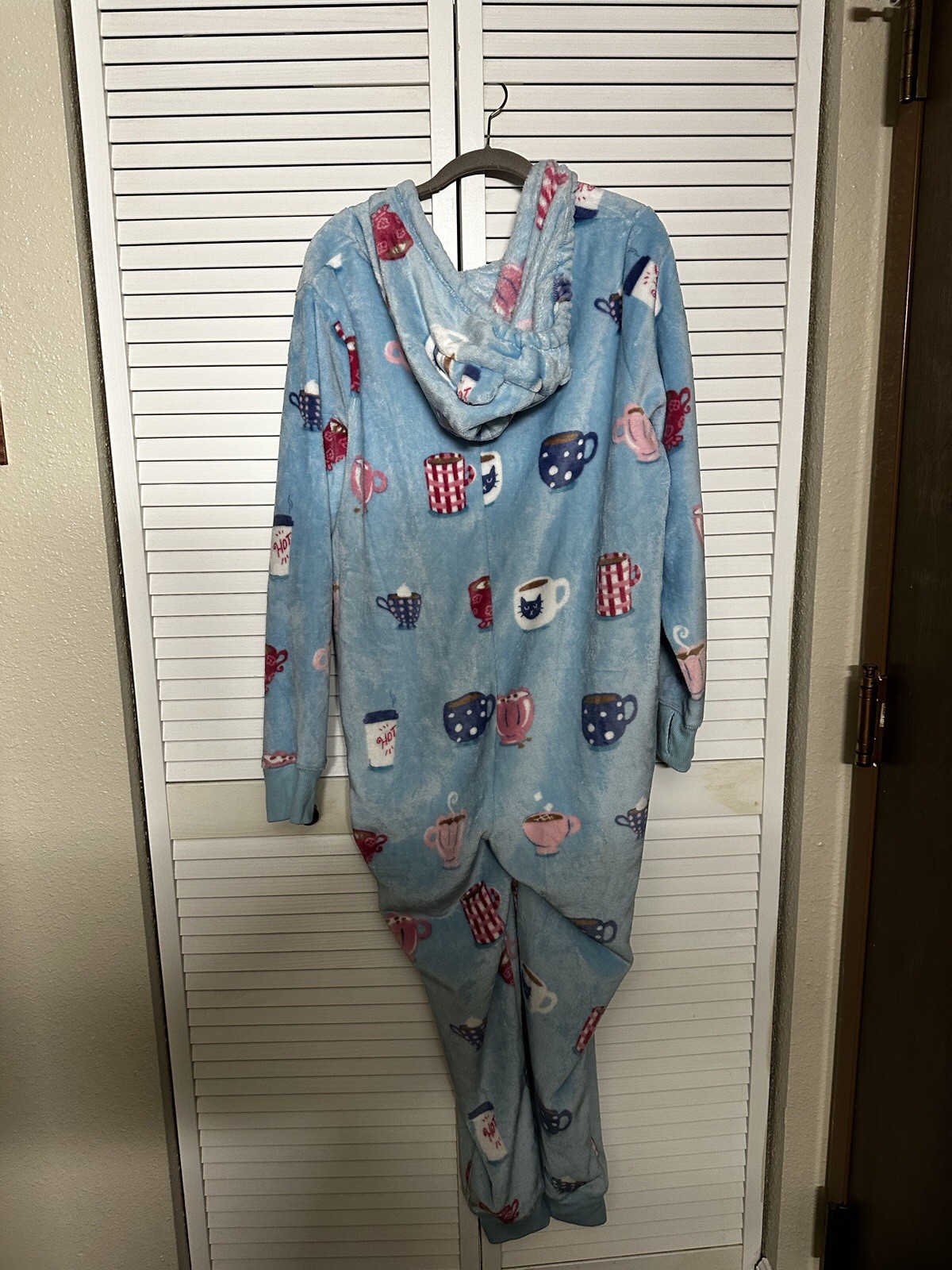 MUNKI MUNKI XL WOMENS ONE PIECE HOODED Footless JUMPSUIT COFFEE CUP Design