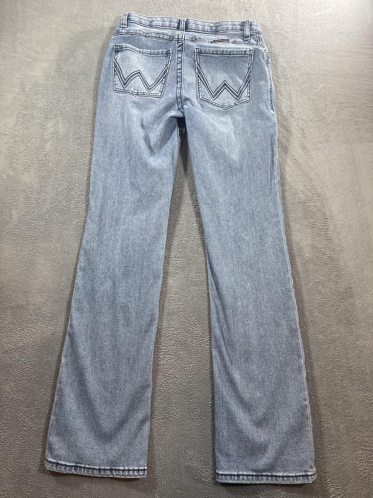 Wrangler Willow Riding Jeans Womens 9×34 Light Blue Bootcut Stretch Denim