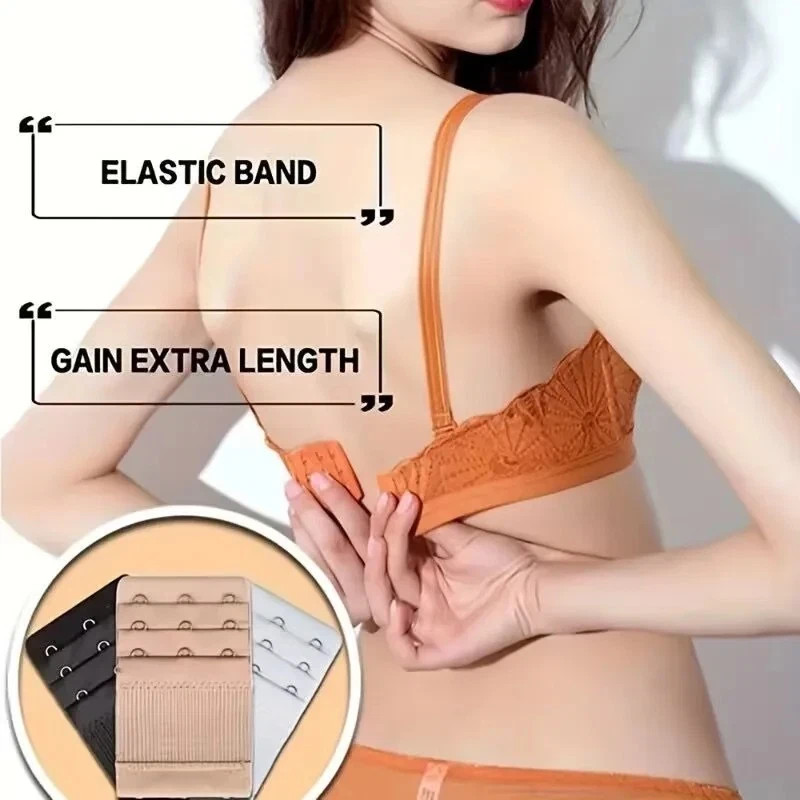 4PCS Adjustable Bra Extender 3 Hooks with Elastic Underwear Strap Extension