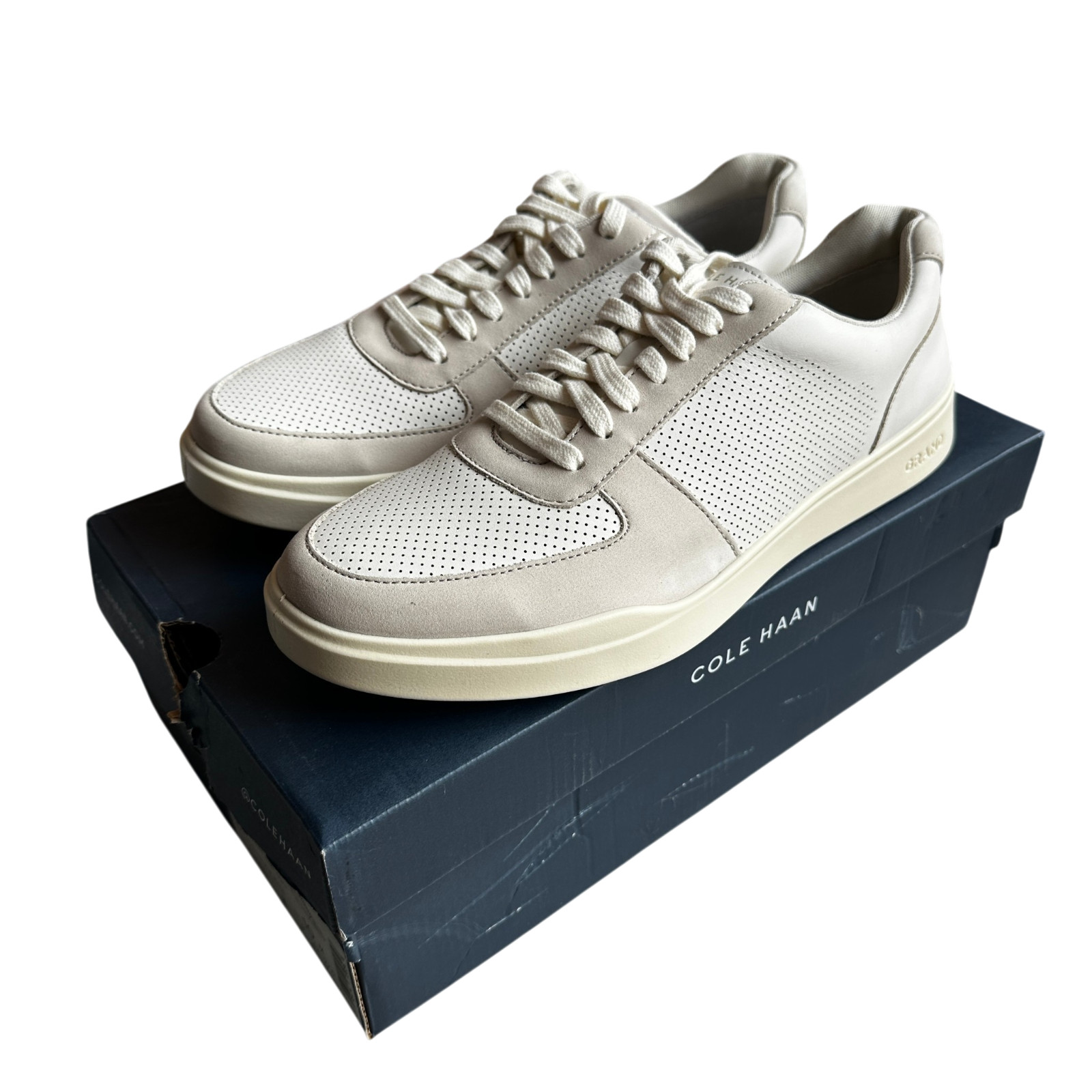Cole Haan Grand Crosscourt Modern Sneakers White Ivory Tennis Shoe Mens Size 10