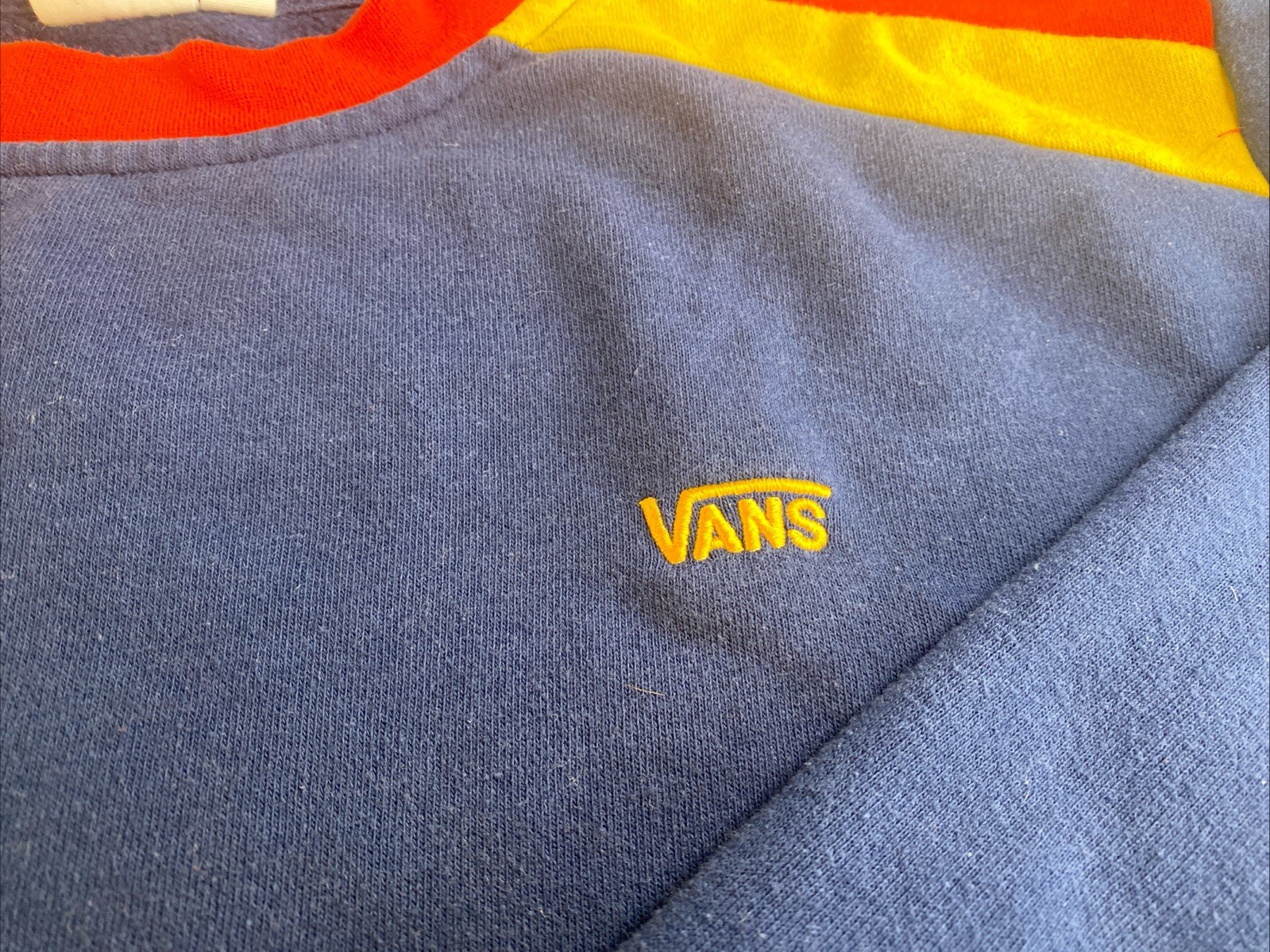 Vans Woman’s Crop Sweatshirt Navy Blue Red Yellow Small S