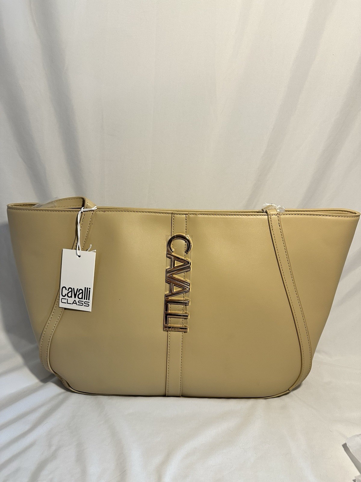 Cavalli Class Large Tote, Almond Buff Solid Logo, Gold Hardware, Double Handles